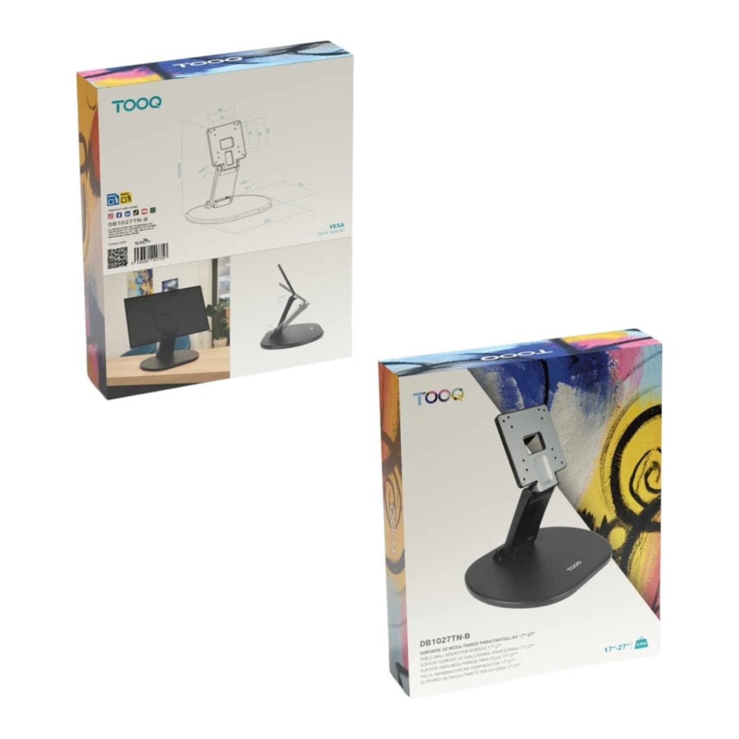 Soporte de Sobremesa para Monitor TooQ DB1027TN-B/ Inclinable/ hasta 6.5kg
