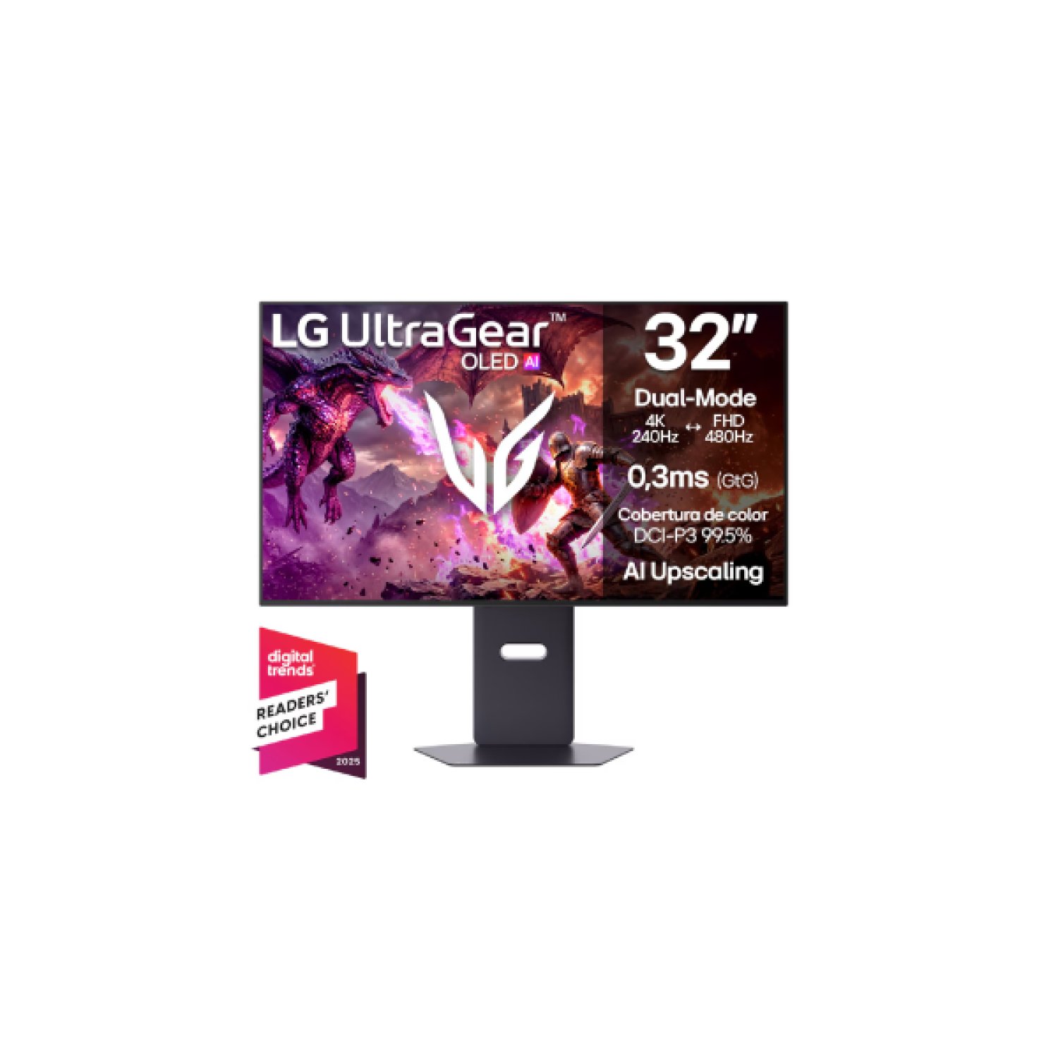 MONITOR LG 32" ULTRAGEAR OLED 32GX870B-B: PANEL OLED, RESOLUCIÓN 4K UHD, 240 HZ, 0,03 MS, DISPLAYHDR TRUE BLACK 500, G-SYNC COMPATIBLE, FREESYNC PREMIUM PRO