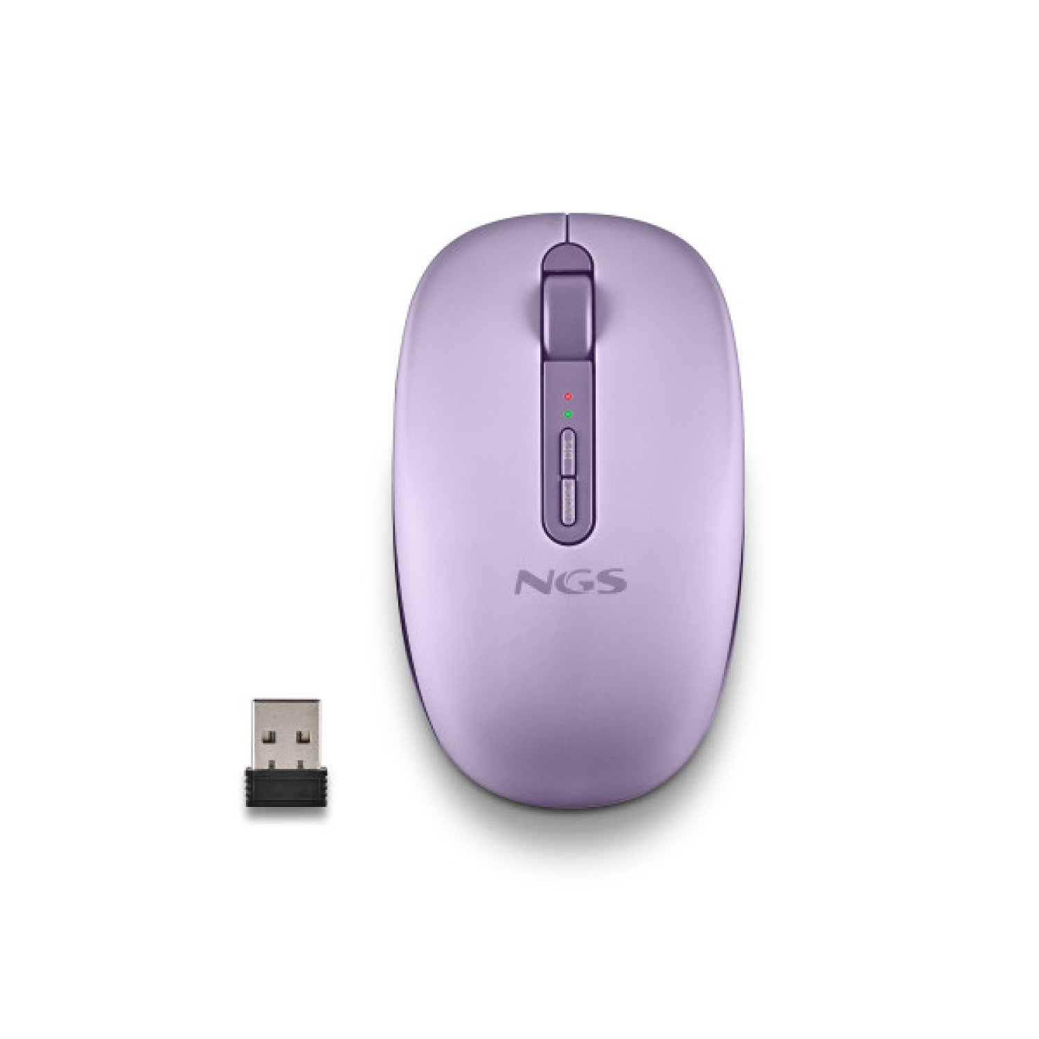 Ratón Ergonómico Inalámbrico NGS Fog Dual FOGDUALPURPLE Silencioso/ Hasta 1600 DPI/ Púrpura