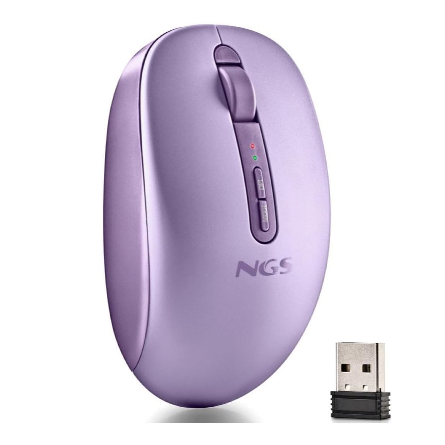 Ratón Ergonómico Inalámbrico NGS Fog Dual FOGDUALPURPLE Silencioso/ Hasta 1600 DPI/ Púrpura