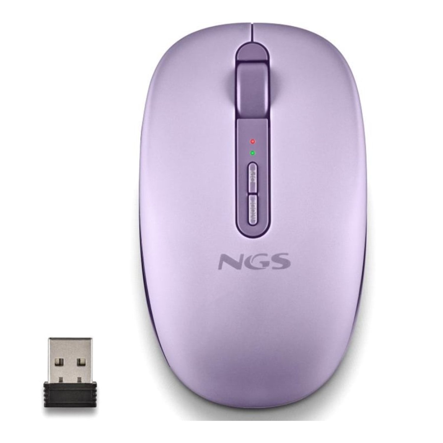 Ratón Ergonómico Inalámbrico NGS Fog Dual FOGDUALPURPLE Silencioso/ Hasta 1600 DPI/ Púrpura