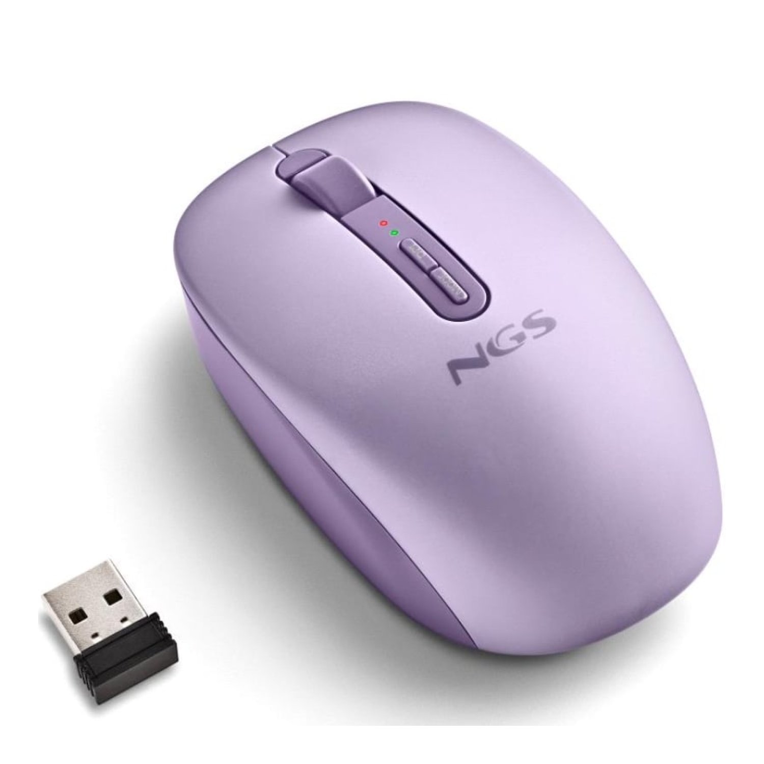 Ratón Ergonómico Inalámbrico NGS Fog Dual FOGDUALPURPLE Silencioso/ Hasta 1600 DPI/ Púrpura