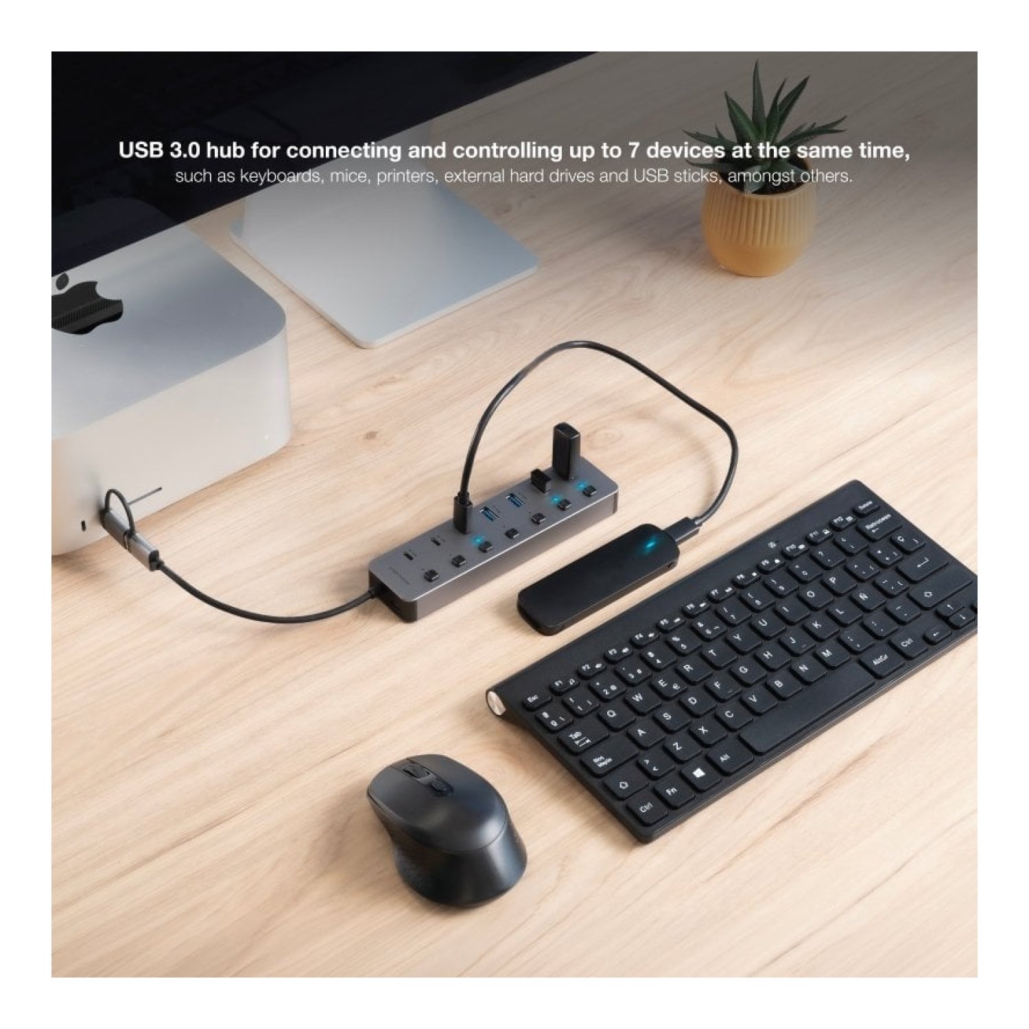 Hub USB + USB Tipo-C Nanocable 10.16.4510/ 4xUSB/ 3xUSB Tipo-C/ 1xUSB Tipo-C PD/ Gris