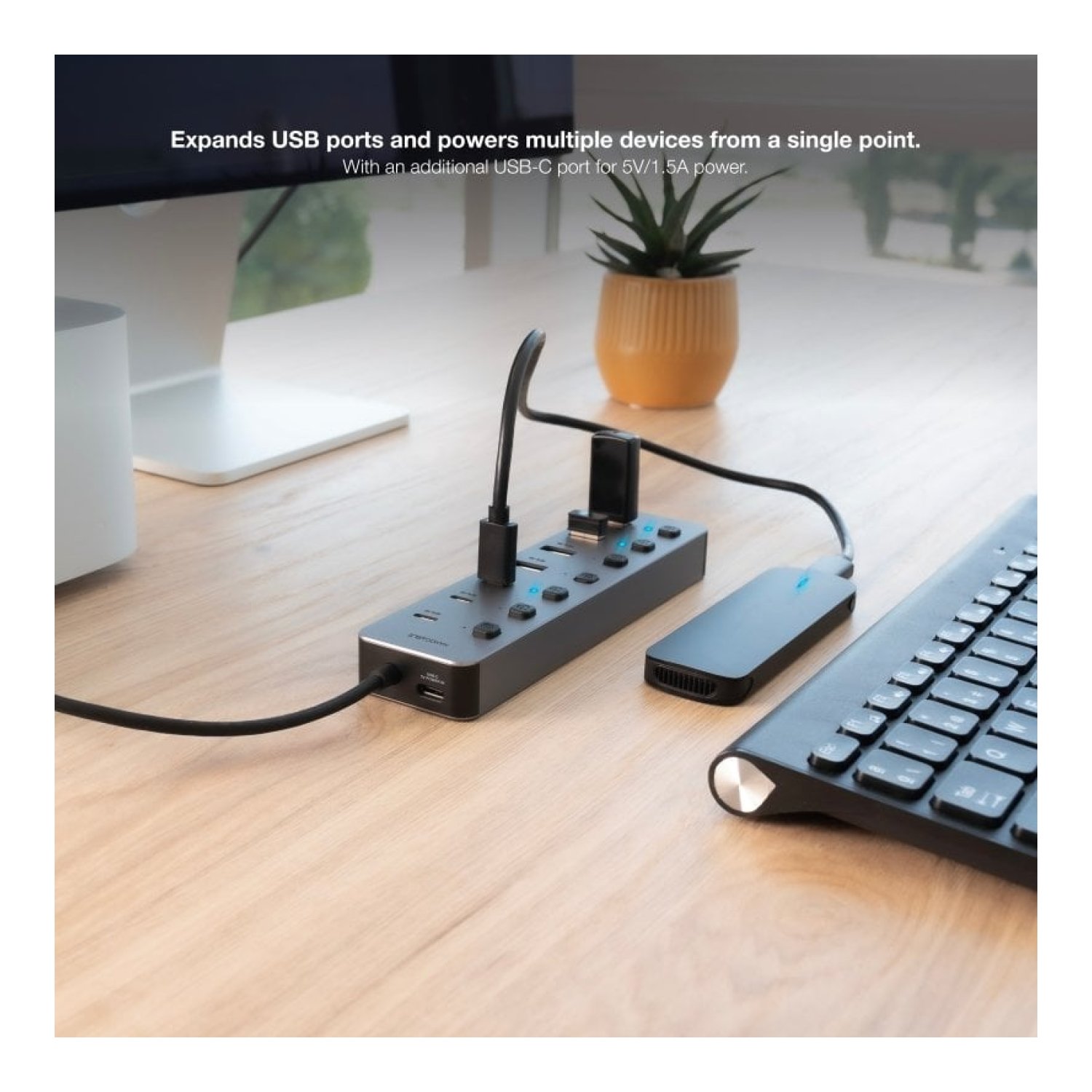 Hub USB + USB Tipo-C Nanocable 10.16.4510/ 4xUSB/ 3xUSB Tipo-C/ 1xUSB Tipo-C PD/ Gris