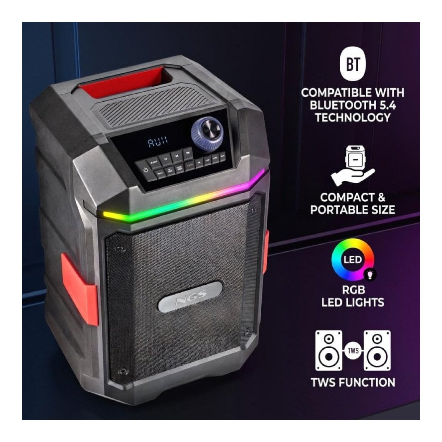 Altavoz Portable con Bluetooth NGS Wild Bash Compact/ 240W