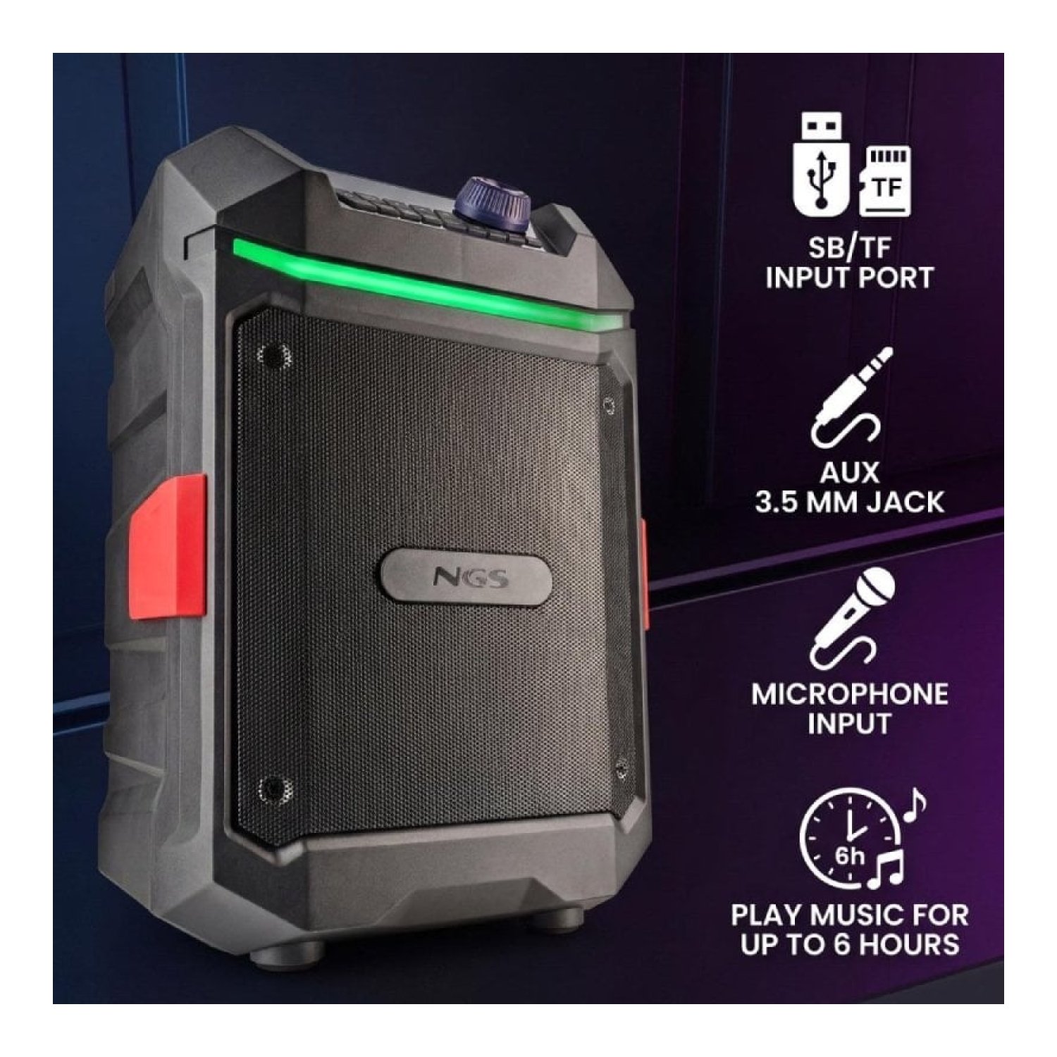 Altavoz Portable con Bluetooth NGS Wild Bash Compact/ 240W