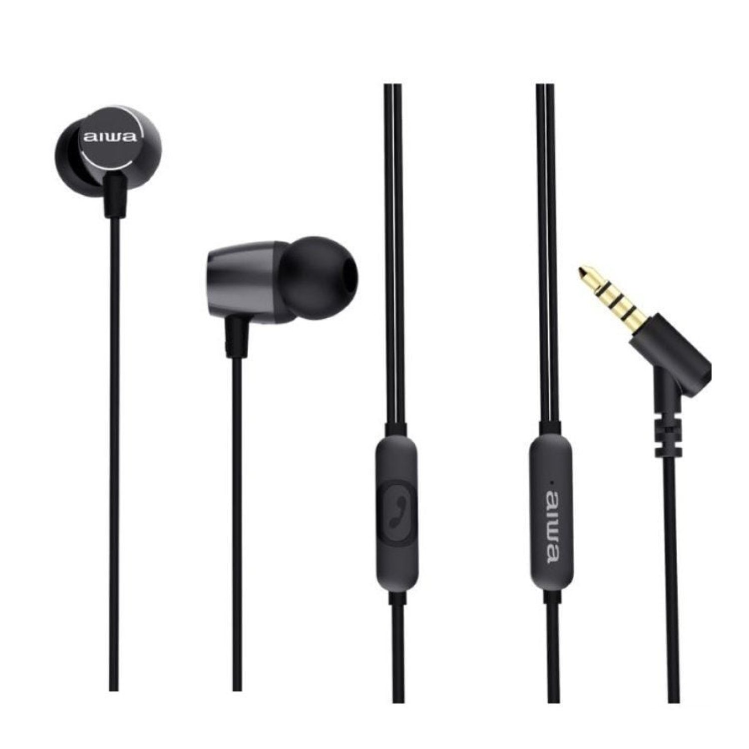Auriculares Intrauditivos Aiwa ESTM-30BK/ con Micrófono/ Jack 3.5/ Negros