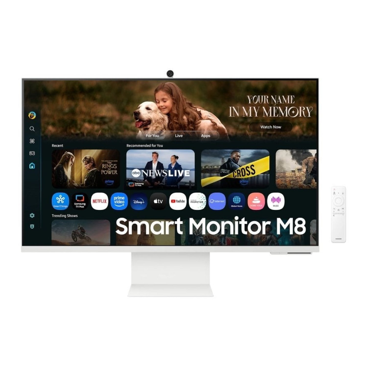 Smart Monitor Samsung M8 M80F S32FM801UU 32"/ 4K/ Multimedia/ Regulable en altura/ Smart TV/ Webcam/ Blanco
