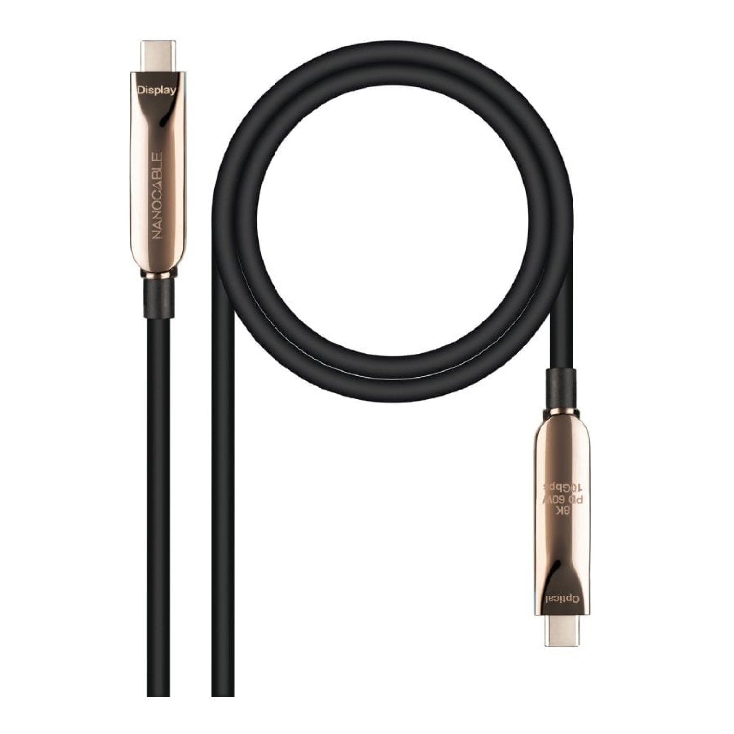 Cable USB 3.2 Tipo-C AOC Nanocable 10.01.4610/ USB Tipo-C Macho - USB Tipo-C Macho/ Hasta 60W/ 10Gbps/ 10m/ Negro