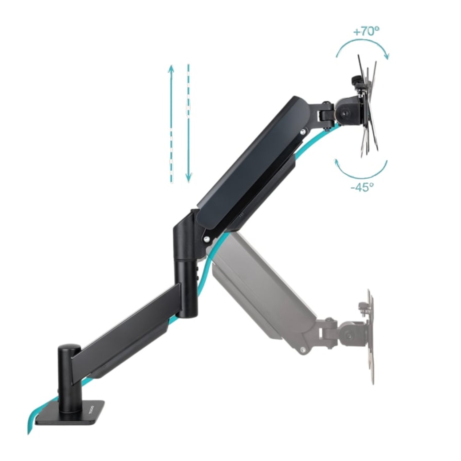 Soporte de Mesa para Monitor TooQ DB1340TNR-B/ Giratorio/ Inclinable/ Rotatorio/ Nivelable hasta 10kg