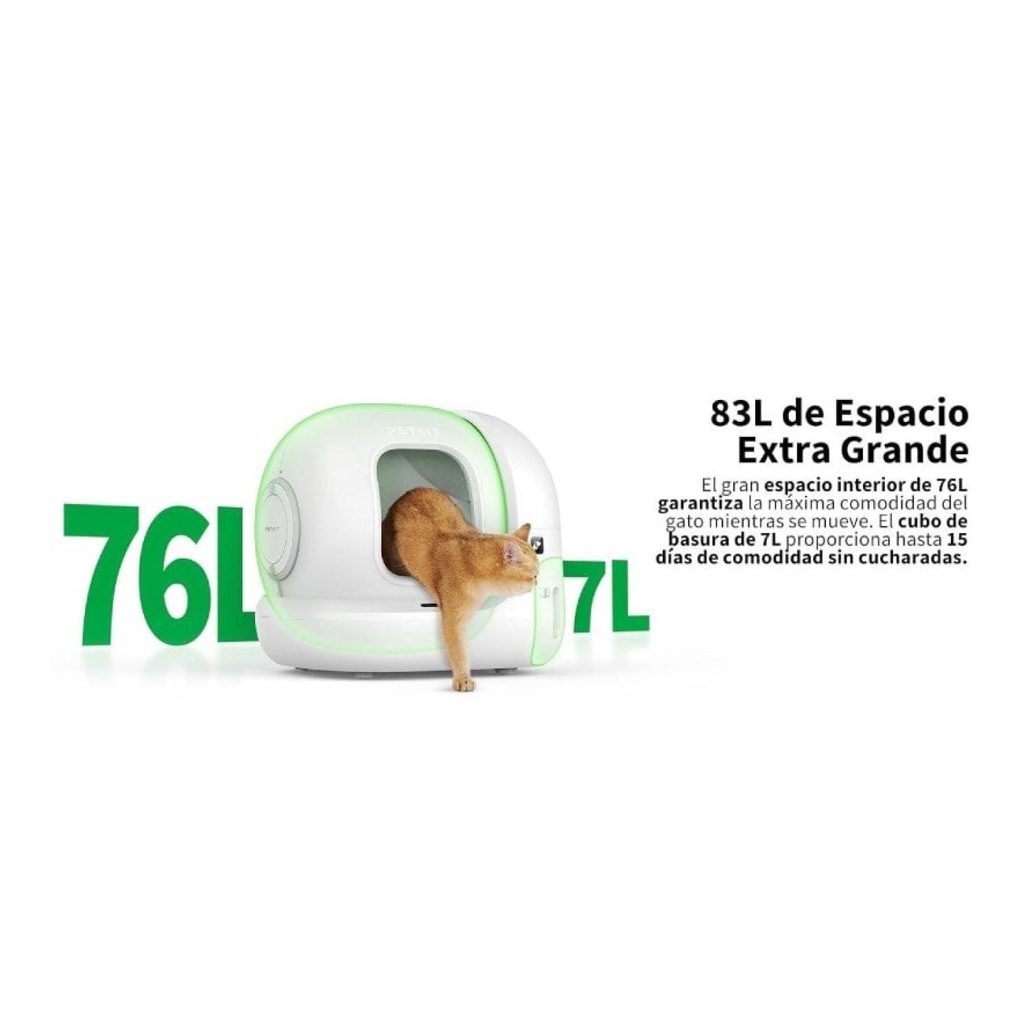 Arenero para Gatos Autolimpiable PetKit PURA MAX 2/ 76L/ Control desde APP/ Blanco Mate