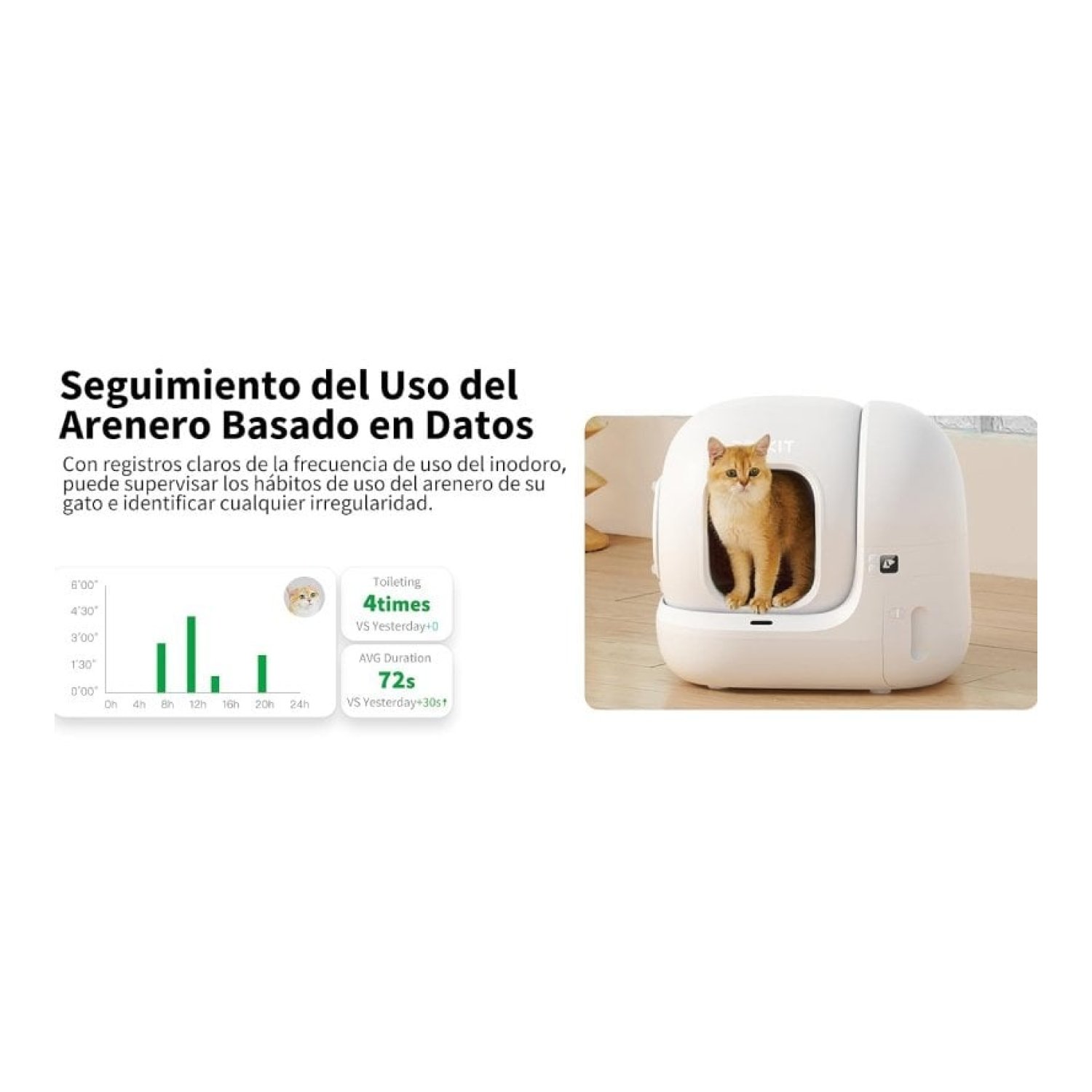 Arenero para Gatos Autolimpiable PetKit PURA MAX 2/ 76L/ Control desde APP/ Blanco Mate