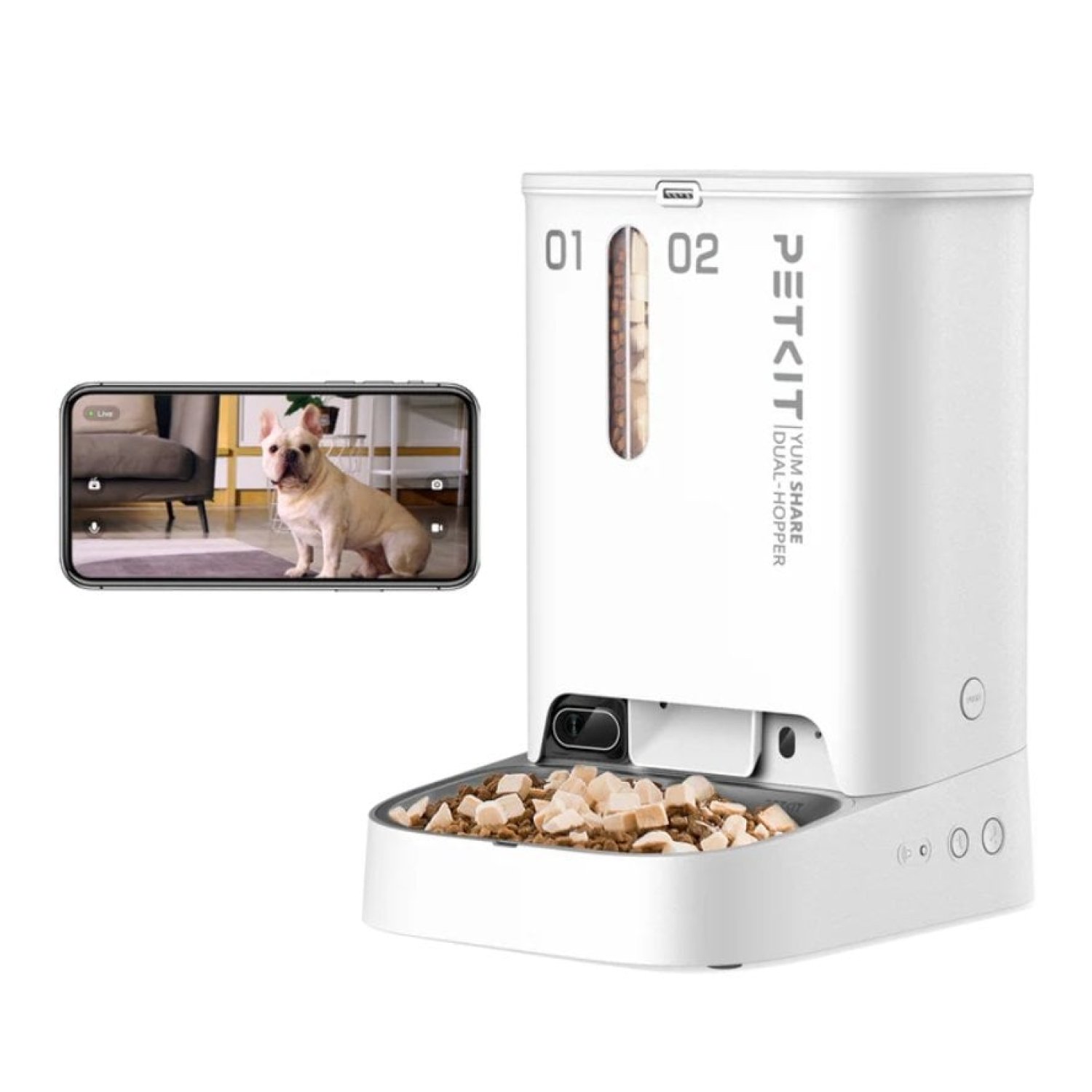 Comedero de mascotas Inteligente PetKit YumShare Dual-Hopper/ Cámara HD/ con Micrófono