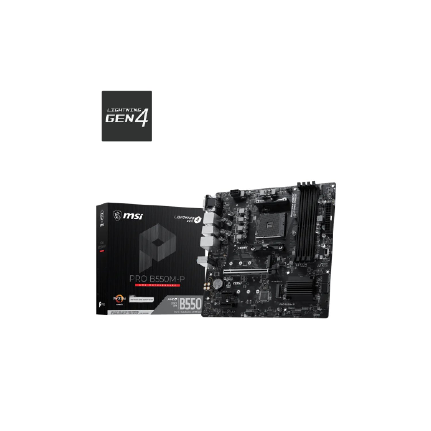 PLACA MSI PRO B550M-P,AMD,AM4,B550,4DDR4,128GB,VGA+DVI+HDMI,GBLAN,4SATA3+M.2,6USB3.2,MATX