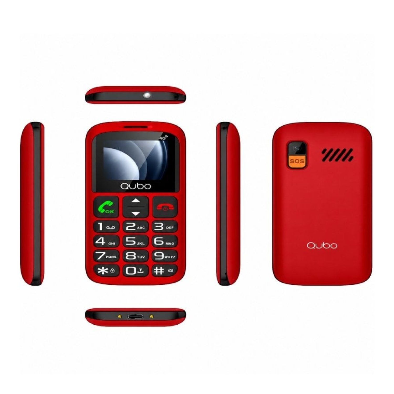 Teléfono Móvil Qubo P-186RD 4G para Personas Mayores/ Rojo
