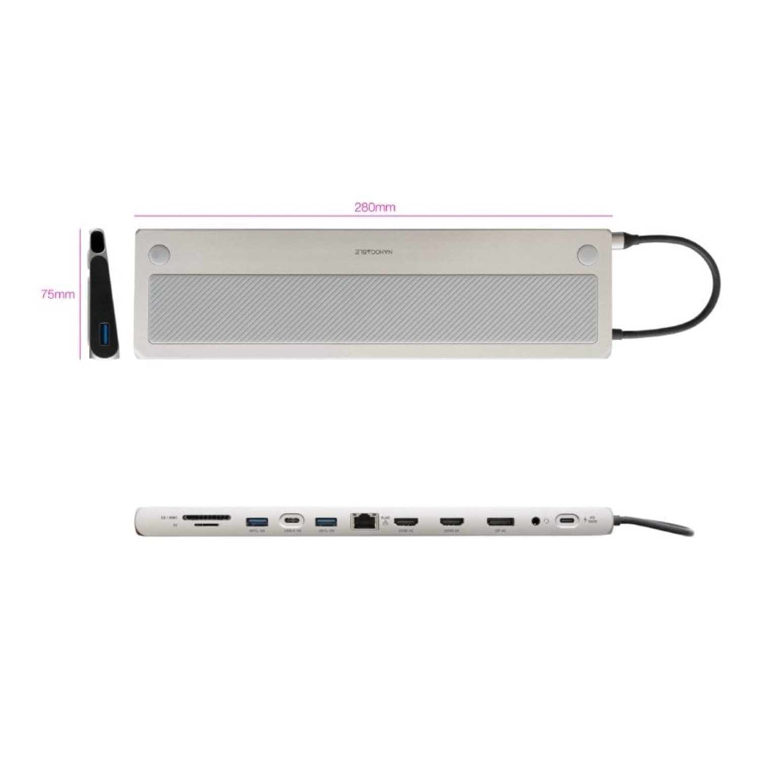 Docking Tipo-C Nanocable 10.16.1012/ 3xUSB/ 1xUSB Tipo-C/ 2xHDMI 4K/ 1xDisplayPort/ 1xRJ45/ 1xLector tarjetas/ 1xJack 3.5/ 1xUSB Tipo-C PD/ Gris
