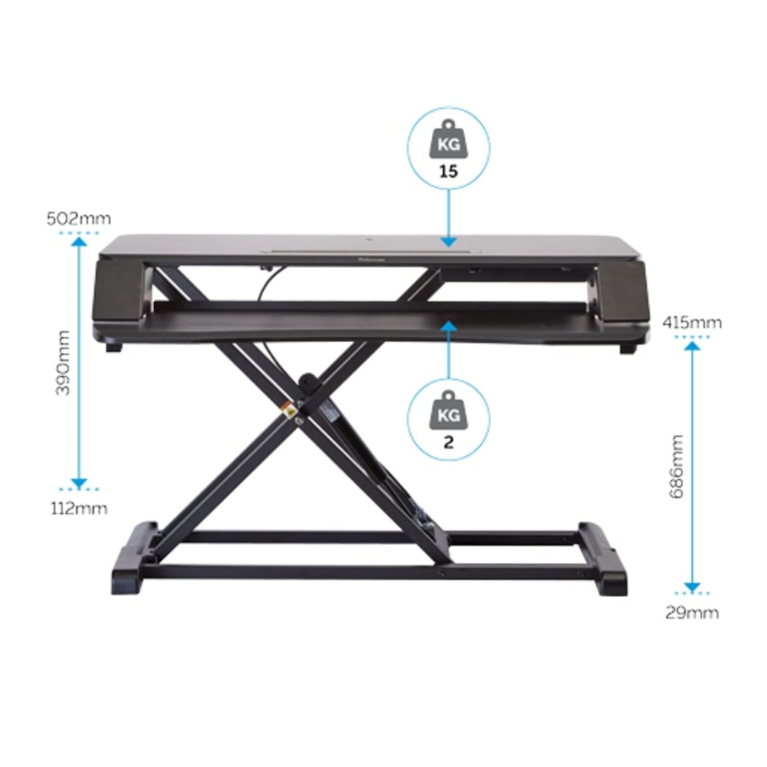 Soporte de Sobremesa Elevable Fellowes Sit-Stand Lotus Corsivo/ hasta 15kg/ Negro