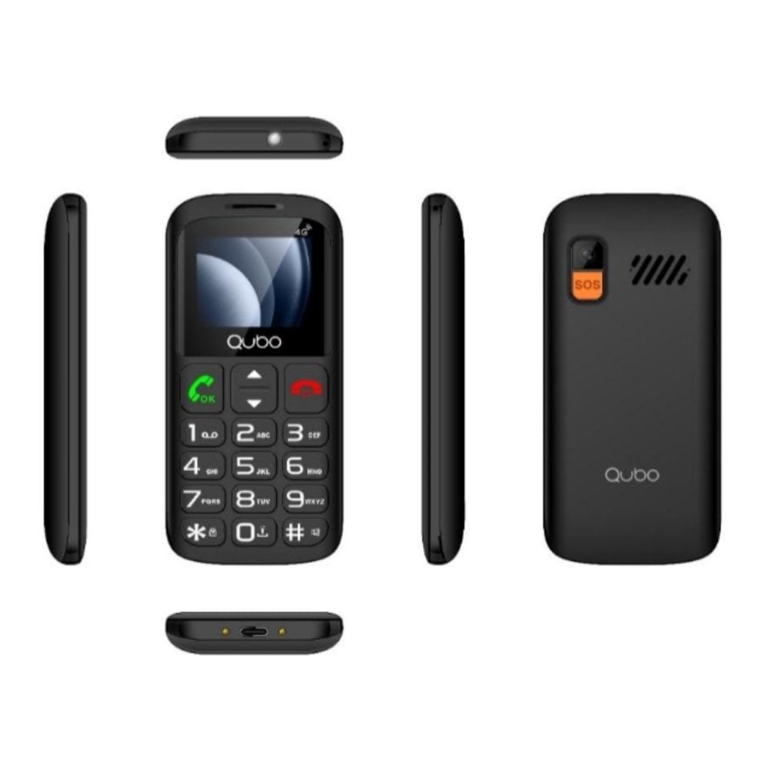 Teléfono Móvil Qubo P-186BKC 4G para Personas Mayores/ Negro