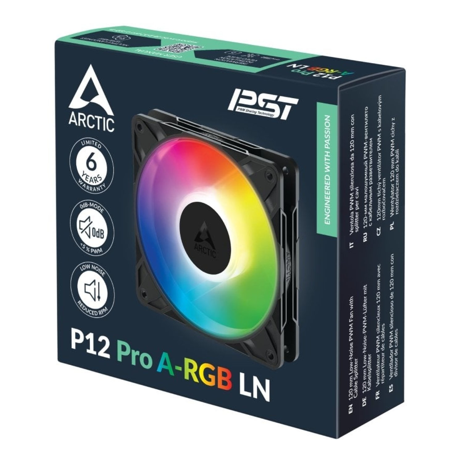 Ventilador Arctic P12 Pro A-RGB LN/ 12cm/ Negro