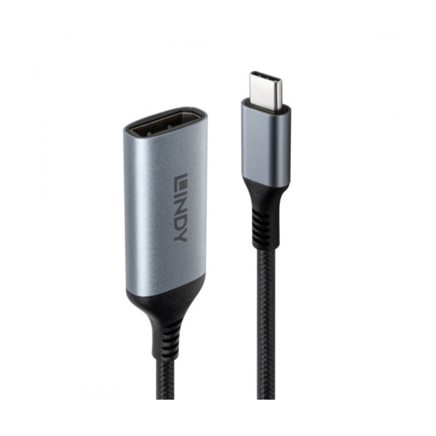 Lindy 43426 adaptador de cable de vídeo 0,15 m USB Tipo C DisplayPort Gris, Negro