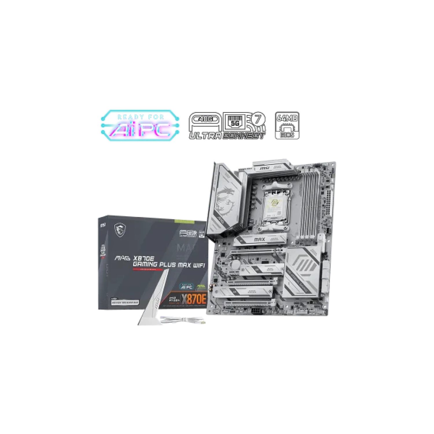 PLACA MSI MAG X870E GAMING PLUS MAX WIFI,AMD,AM5,X870E,4DDR5,256GB,1HDMI+1USB4DP,4SATA3+3M.2,5GBLAN+WIFI7+BT5.4,8USB3.2,ATX