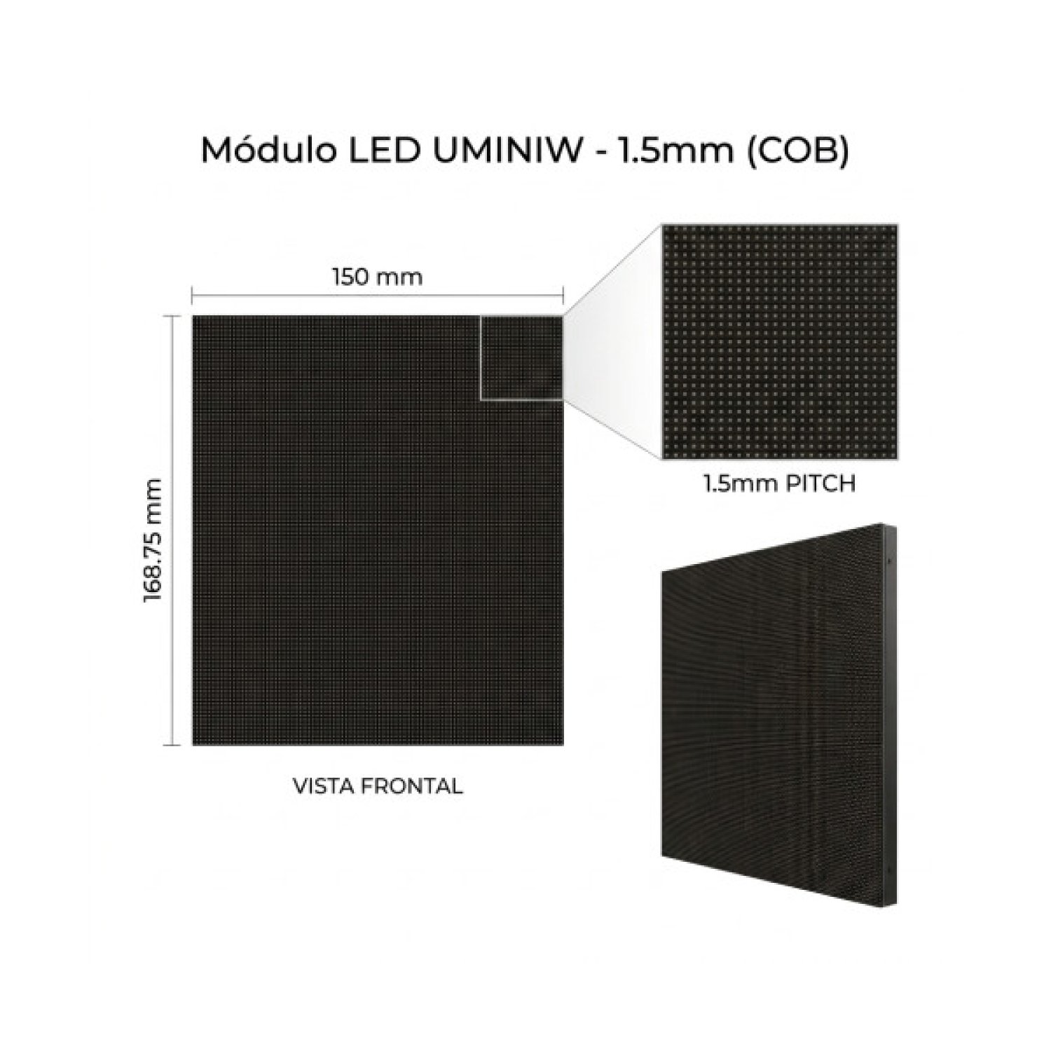 UNILUMIN MODULE 150X168.75 FOR CABINET UMINIW 1.5 LED COB SIZE: 600X337.5 MM BRIGHTNESS: 800 NITS REFRESH RATE 3840HZ MAINTENANCE FRONT (AUN2E4869A)