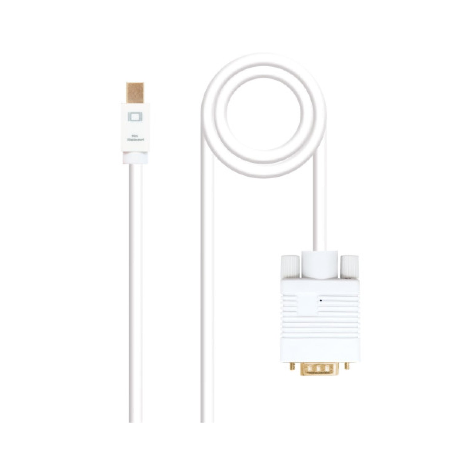 Nanocable Cable conversor Mini DP a VGA, Mini DP/M - VGA/M, Blanco, 2.0 M