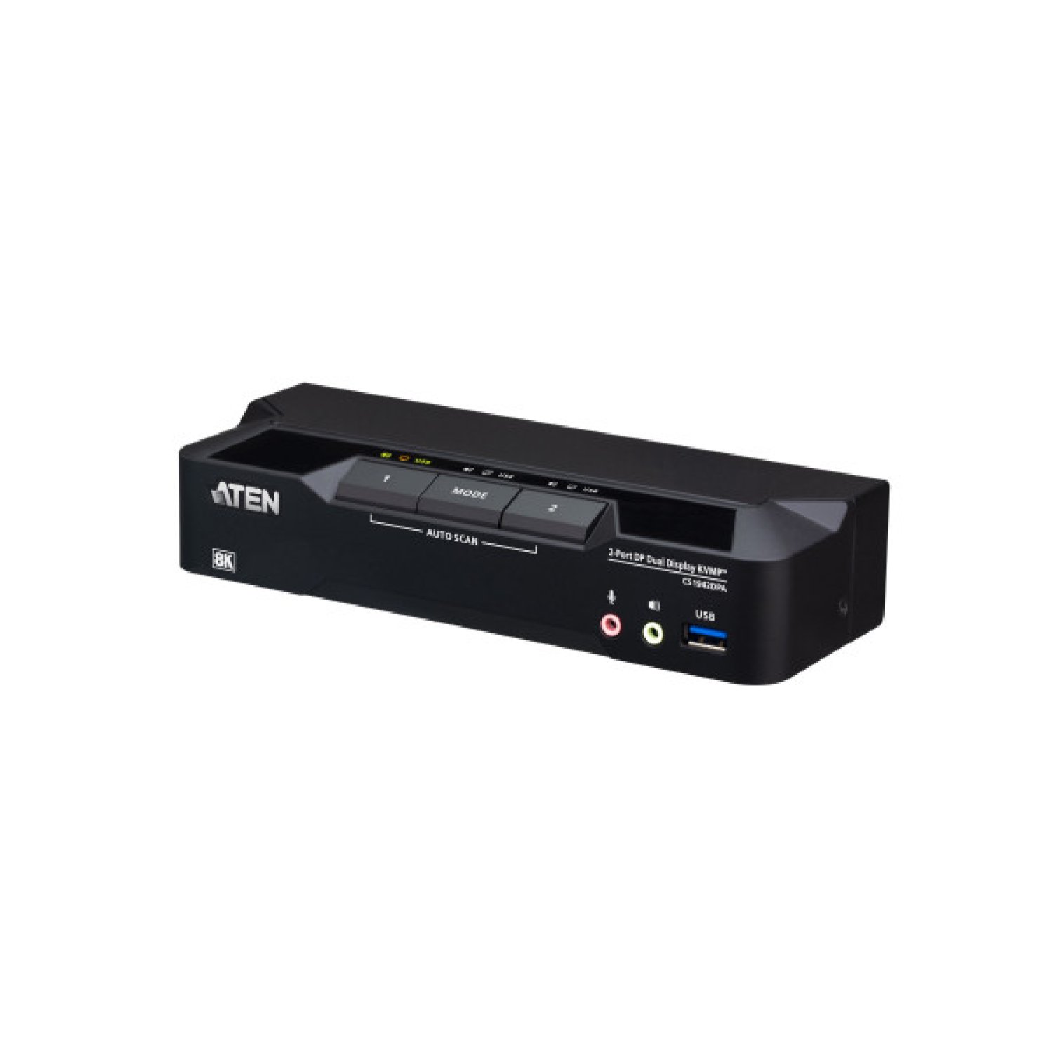 ATEN Conmutador KVMP™ de doble monitor con 2 puertos USB 3.0 y DisplayPort 8K (cables incluidos)