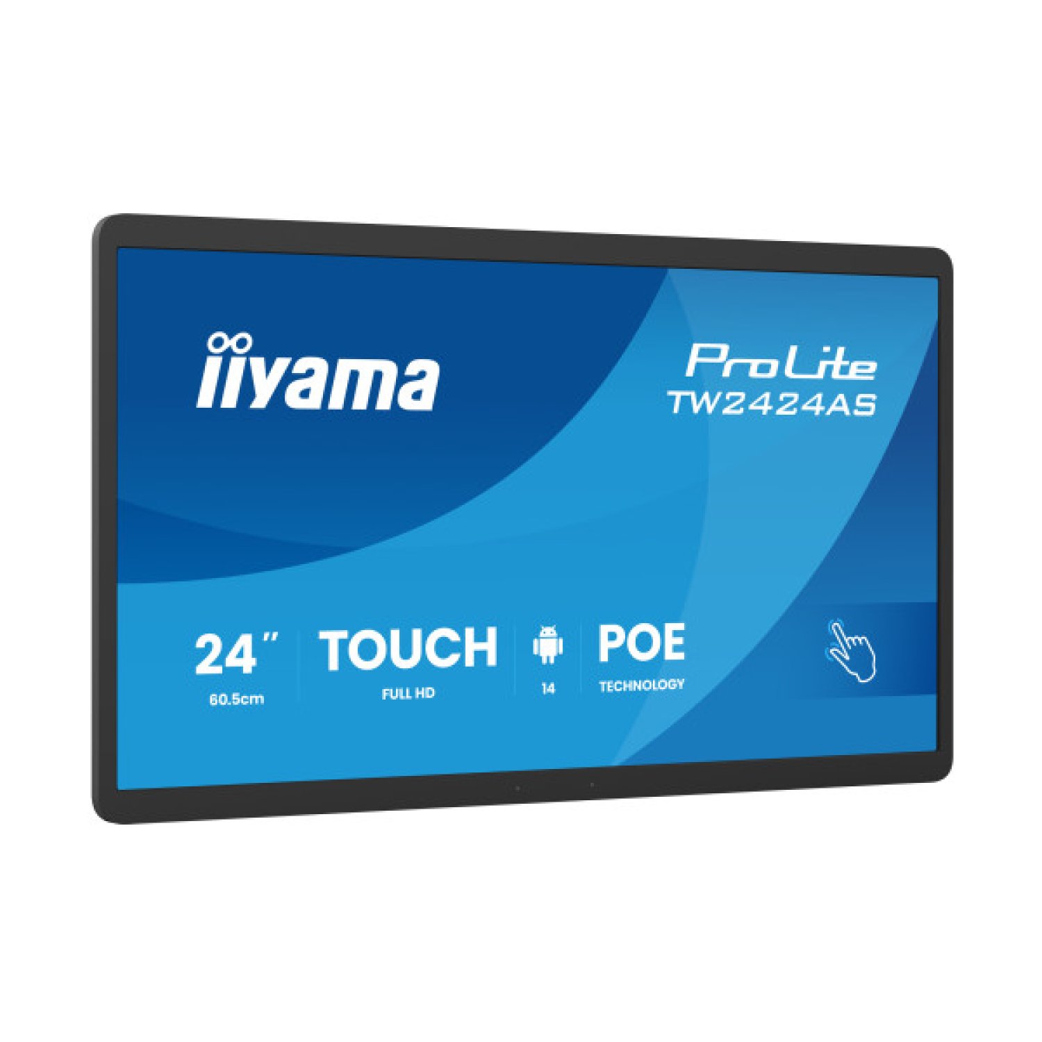 IIYAMA 24" PANEL-PC ANDROID 14+GMS, SOC 8CORE RK3576 4GB, 32GB, PCAP BEZEL FREE 10-POINTS TOUCH, 1920X1080, 450CD/M², IPS PANEL, USB-C (VIDEO OUT), MM, MICRO, WIFI6, BT5.3, MICRO-SD SLOT, USB 2X 2.0 1X 3.2, AUDIO MINI-JACK, IISIGNAGE2 (TW2424AS-B3P)