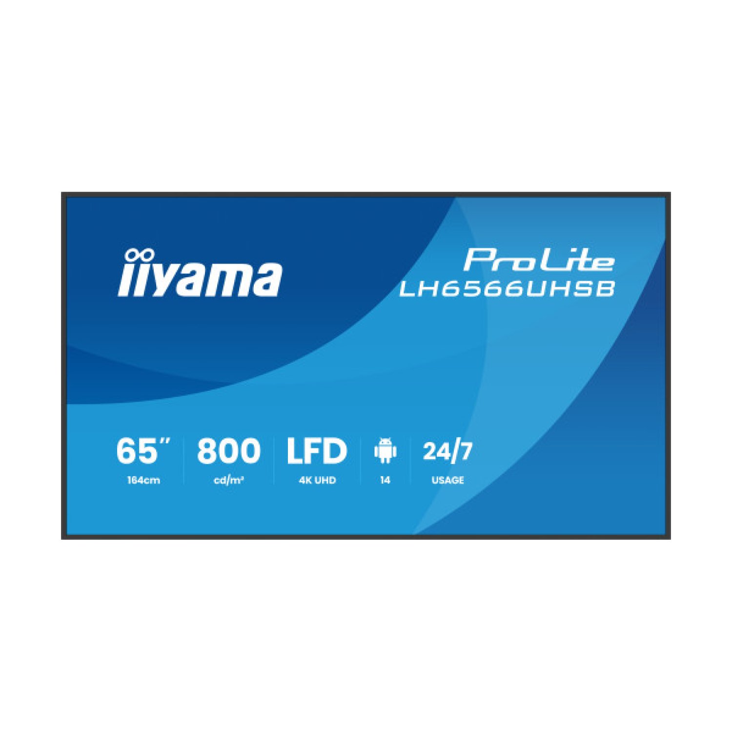 iiyama LH6566UHSB-B1AG pantalla de señalización Pantalla plana para señalización digital 165,1 cm (65") LCD Wifi 800 cd / m² 4K Ultra HD Negro Procesador incorporado Android 24/7