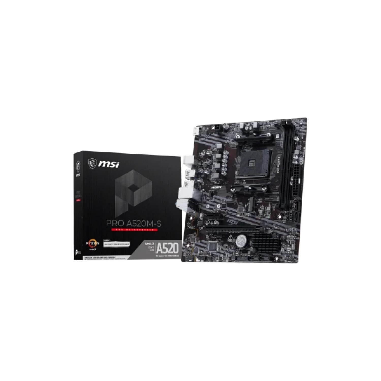 PLACA MSI PRO A520M-S,AMD,AM4,A520,2DDR4,64GB,HDMI+DP,GBLAN,4SATA3+1XM.2,6USB3.2,MATX