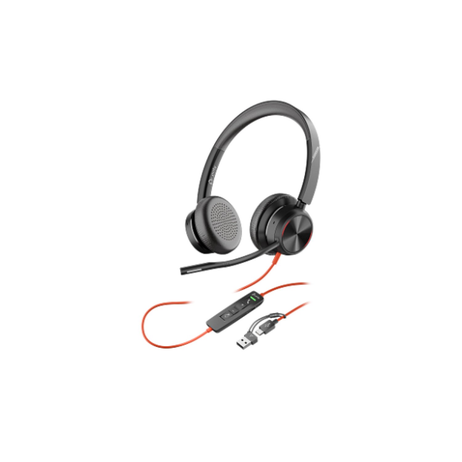 HP Poly Auriculares estéreo Poly Blackwire 8225 USB-C + Adaptador USB-C/A