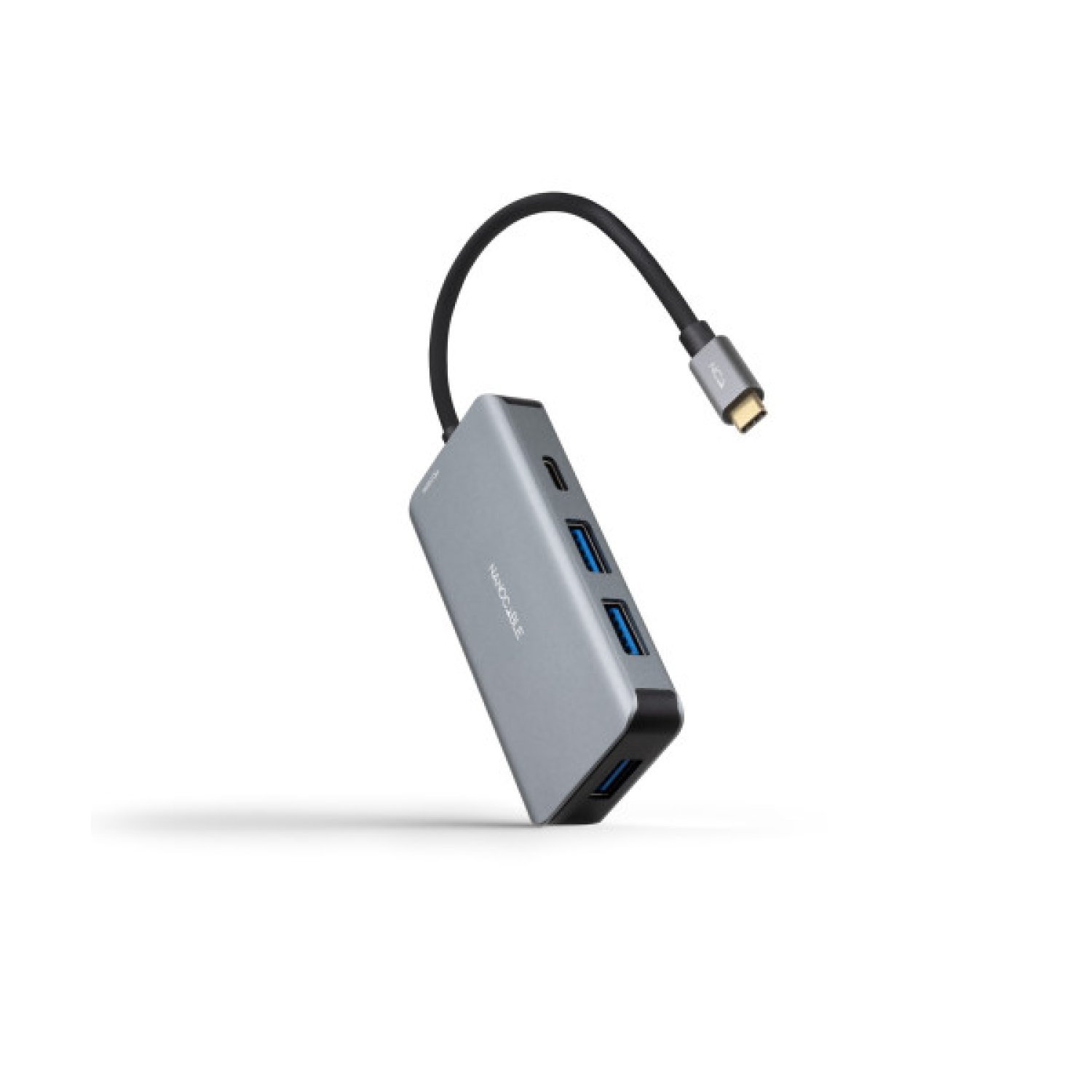 Nanocable HUB USB-C 5 en 1, Conversor 3.2 GEN1 5G a 3 x USB-A 3.0 + USB-C + USB-C PD 100W, Aluminio, 15 cm, Gris