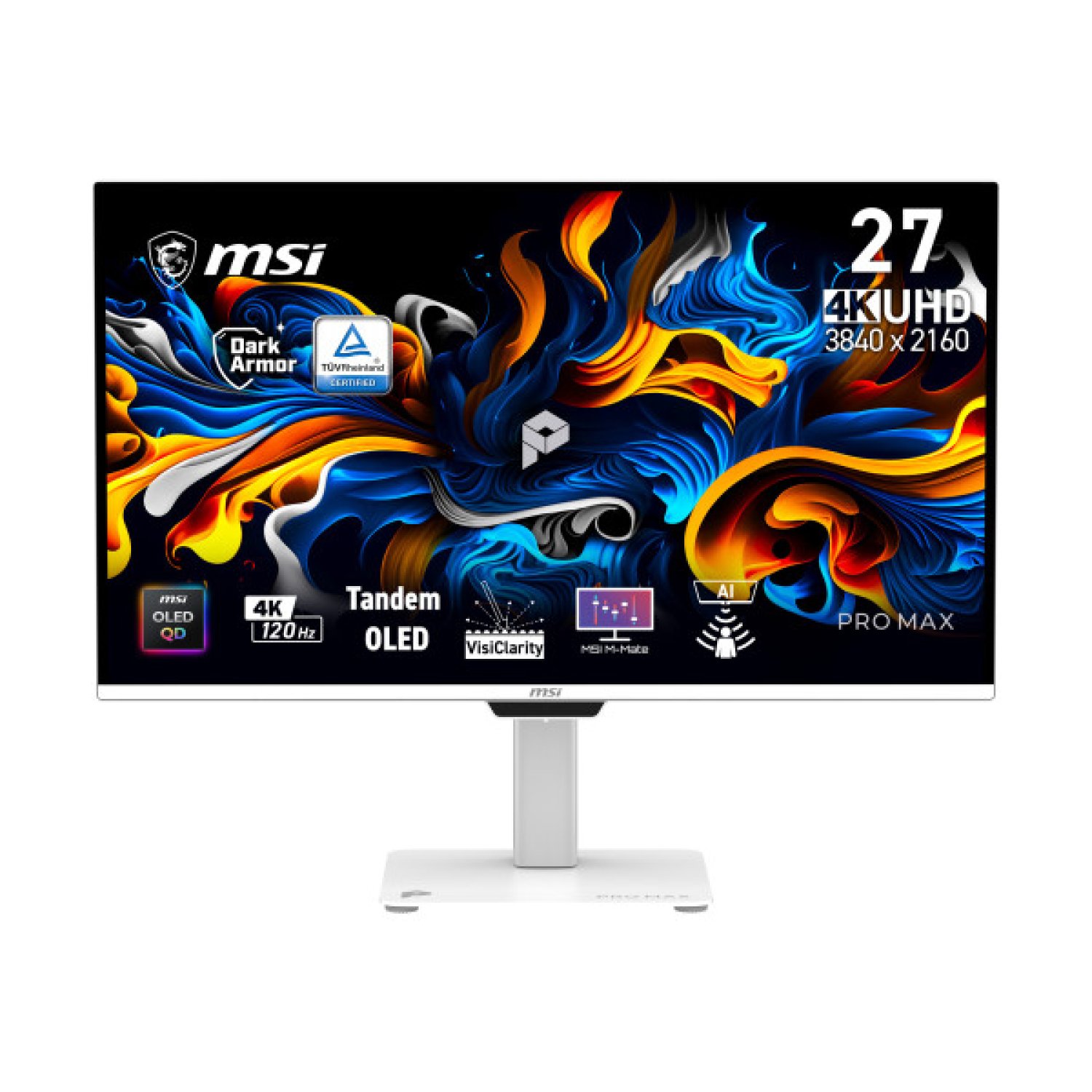 MSI Pro MAX 271UPXW12G pantalla para PC 67,3 cm (26.5") 3840 x 2160 Pixeles UltraWide Full HD QD-OLED Blanco