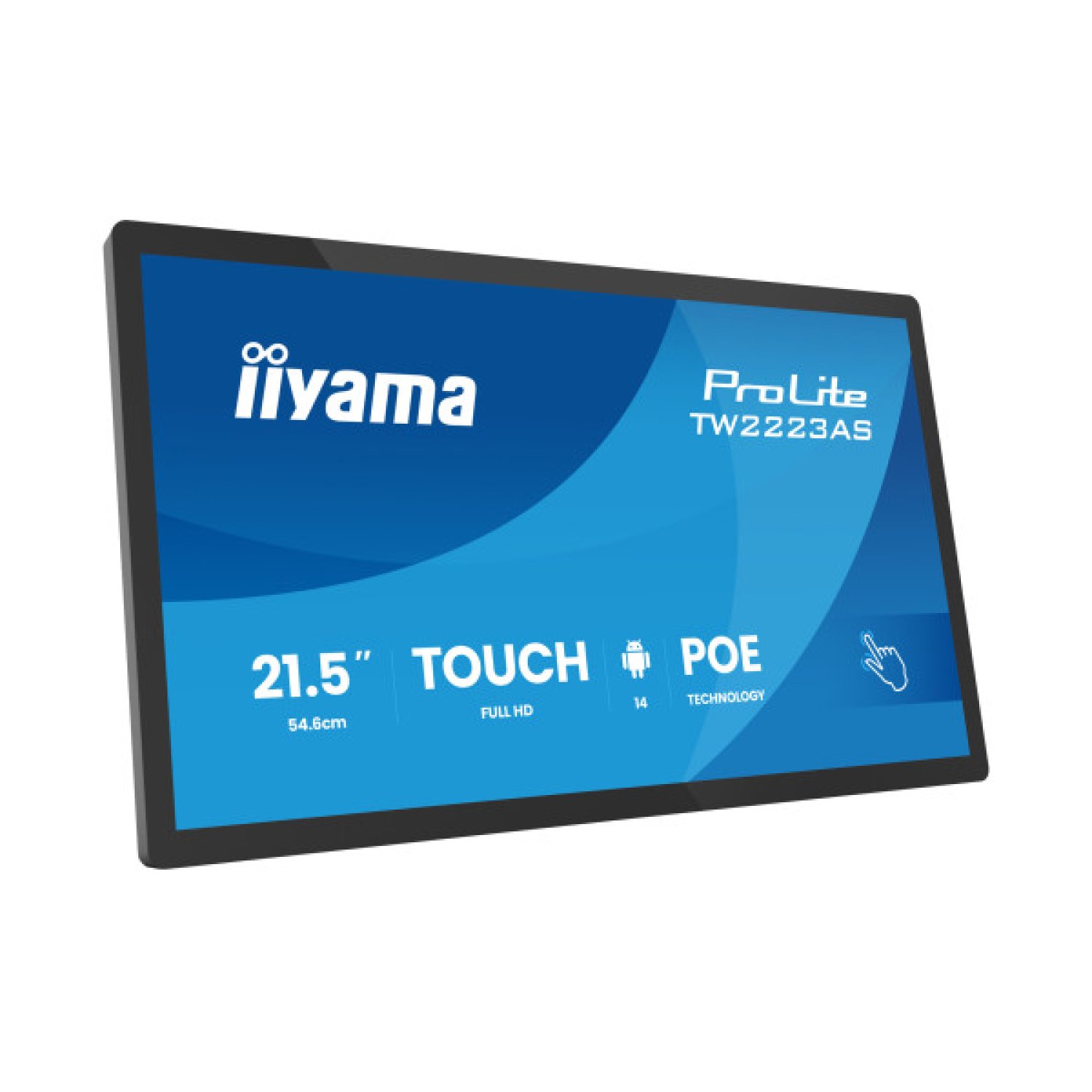 IIYAMA 21,5" PANEL-PC ANDROID 14+GMS, SOC 8C RK3576 4GB, 32GB, PCAP BEZEL FREE 10-POINTS, 1920X1080, 450CD/M2, IPS PANEL, USB-C (VIDEO OUT), MM, MICRO, WIFI6, BT5.3, MICRO-SD SLOT, USB 2X 2.0 1X 3.2, MINI-JACK, CABLE COVER, IISIGNAGE2 (TW2223AS-B3P)
