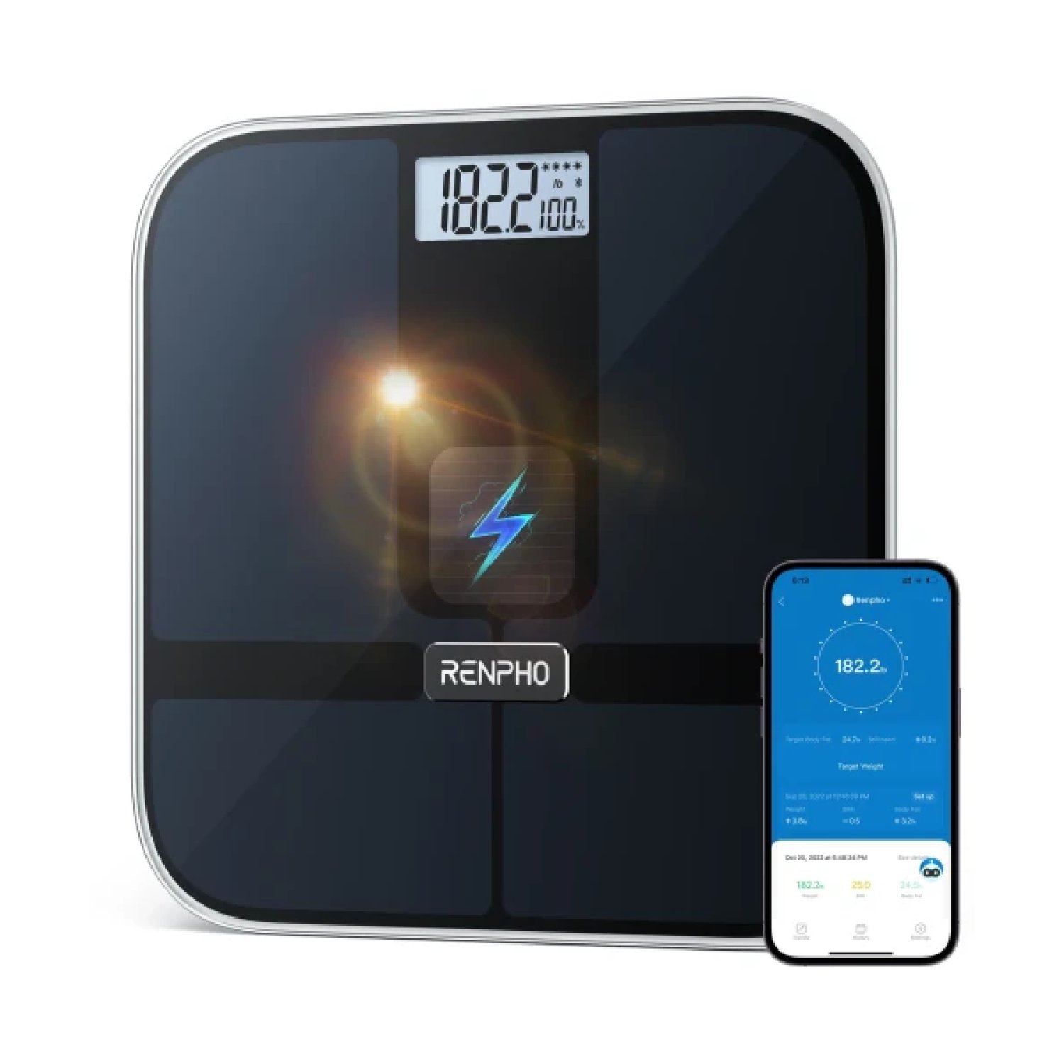 RENPHO ELIS 2 - SMART BODY SCALE - ITO - BLE - 3AAA - 11X11X1INCH BLACK PT