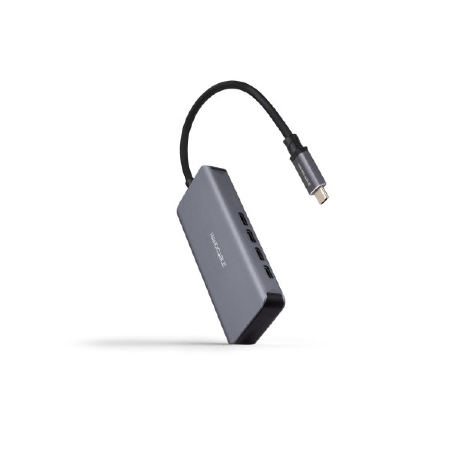 Nanocable Hub USB-C macho a 4 x USB-C hembra, Aluminio 10 cm, Gris