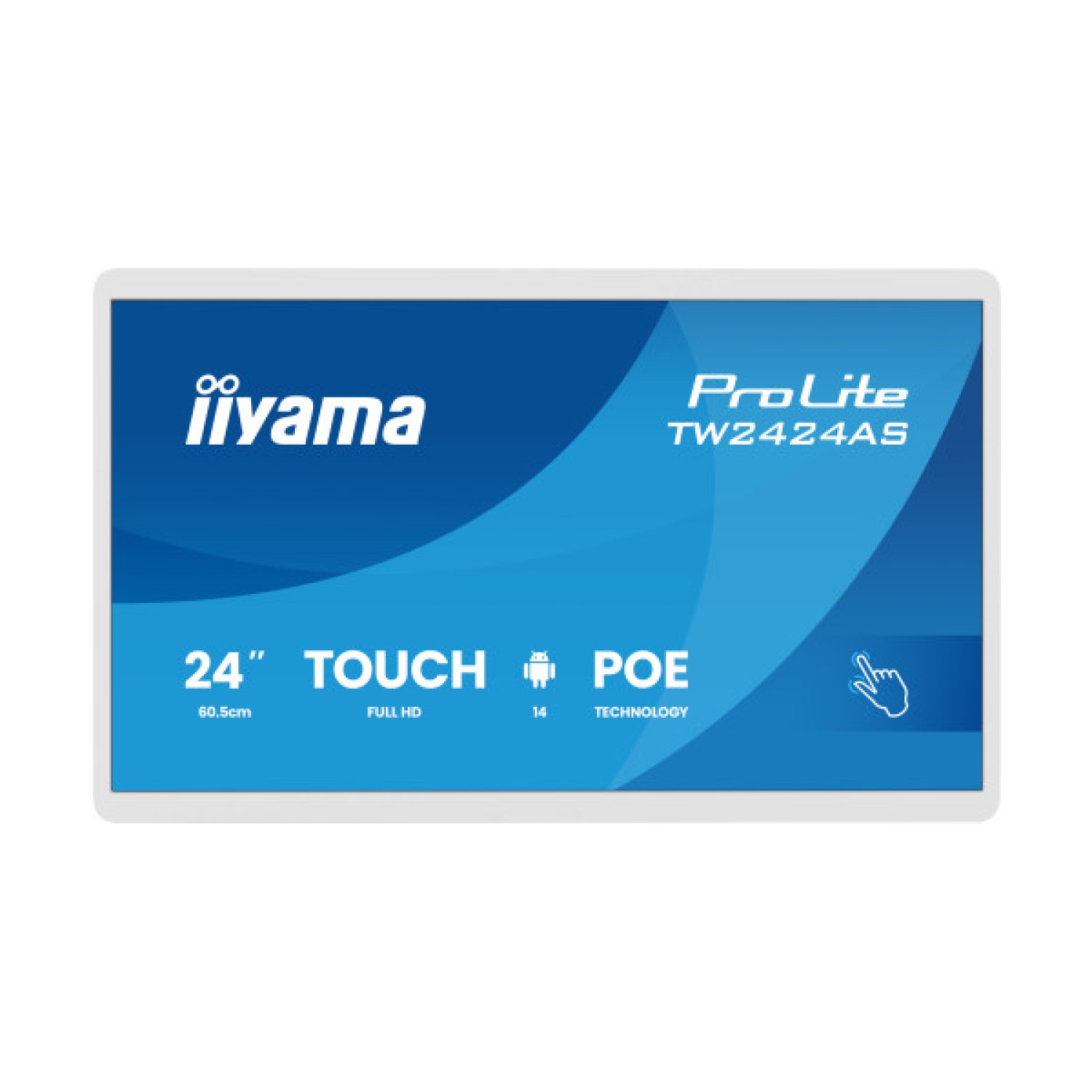 IIYAMA 24" PANEL-PC / ANDROID 14+GMS, SOC 8CORE RK3576 4GB, 32GB, PCAP BEZEL FREE 10-POINTS TOUCH, 1920X1080, 450CD/M², IPS PANEL, USB-C (VIDEO OUT), MM, MICRO, WIFI6, BT5.3, MICRO-SD SLOT, USB 2X 2.0 1X 3.2, AUDIO, IISIGNAGE2 / BLANCO (TW2424AS-W3P)