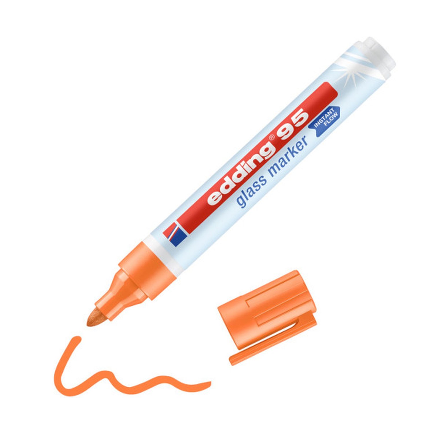 MARCADOR DE PUNTA REDONDA PARA CRISTAL GROSOR DE TRAZO: 1,5 - 3 MM COLOR: 06. NARANJA EDDING 95-06 (10 Uds)