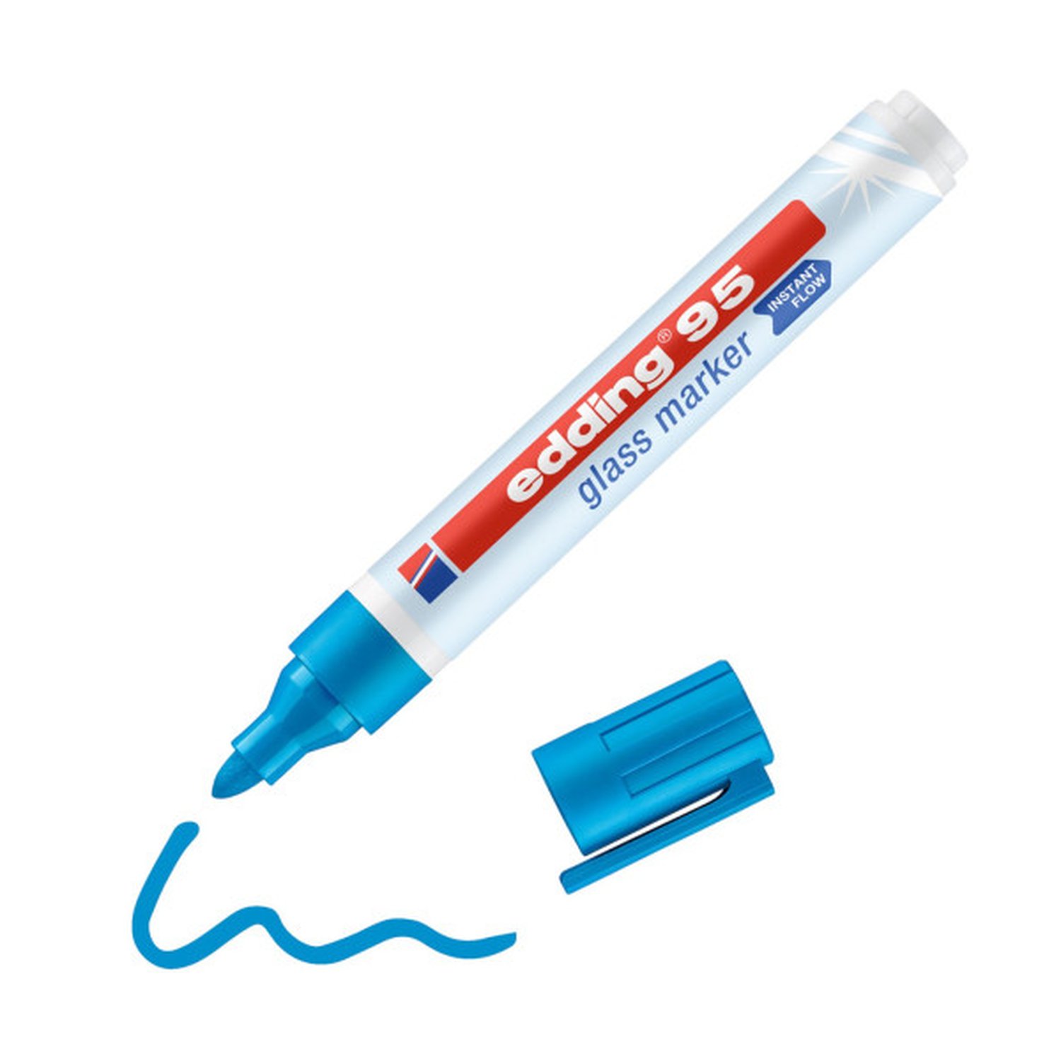 MARCADOR DE PUNTA REDONDA PARA CRISTAL GROSOR DE TRAZO: 1,5 - 3 MM. COLOR: 10. AZUL EDDING 95-10 (10 Uds)