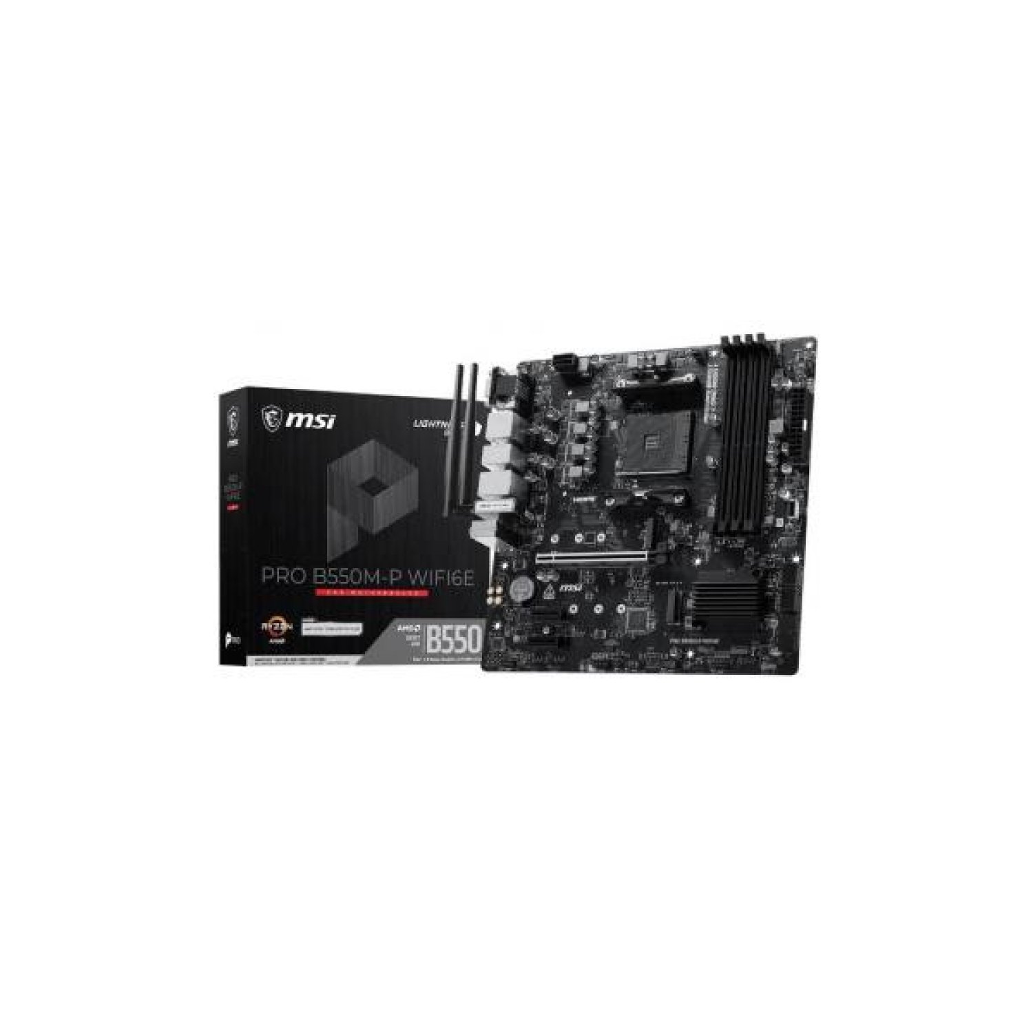 PLACA MSI PRO B550M-P,AMD,AM4,B550,4DDR4,128GB,VGA+DVI+HDMI,GBLAN+WIFI6E+BT5.3,4SATA3+2M.2,7USB3.2,MATX