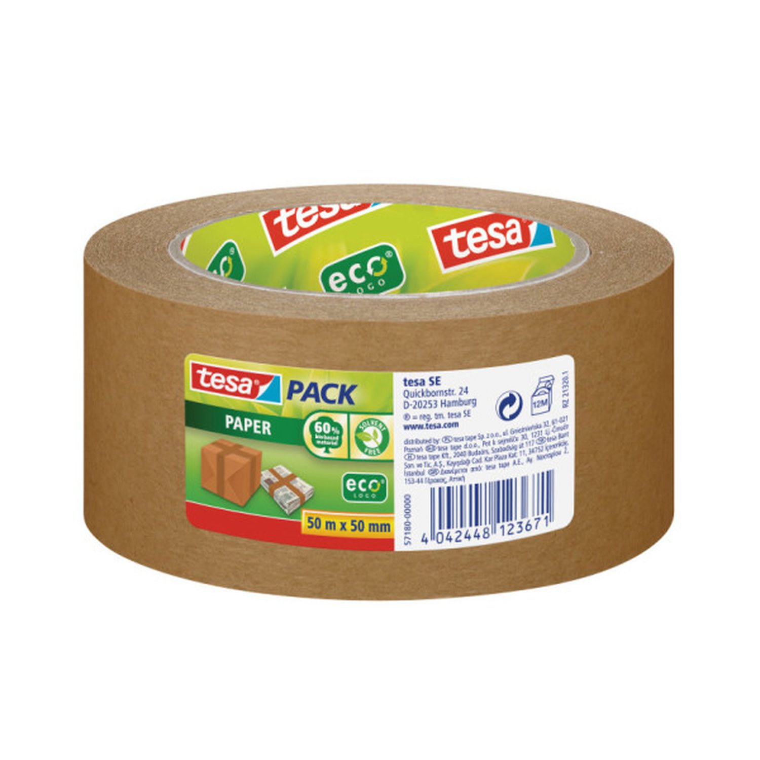 PRECINTO PAPEL ECOLÓGICO MARRON 50MX50MM TESA 57180-00000-02 (6 Uds)