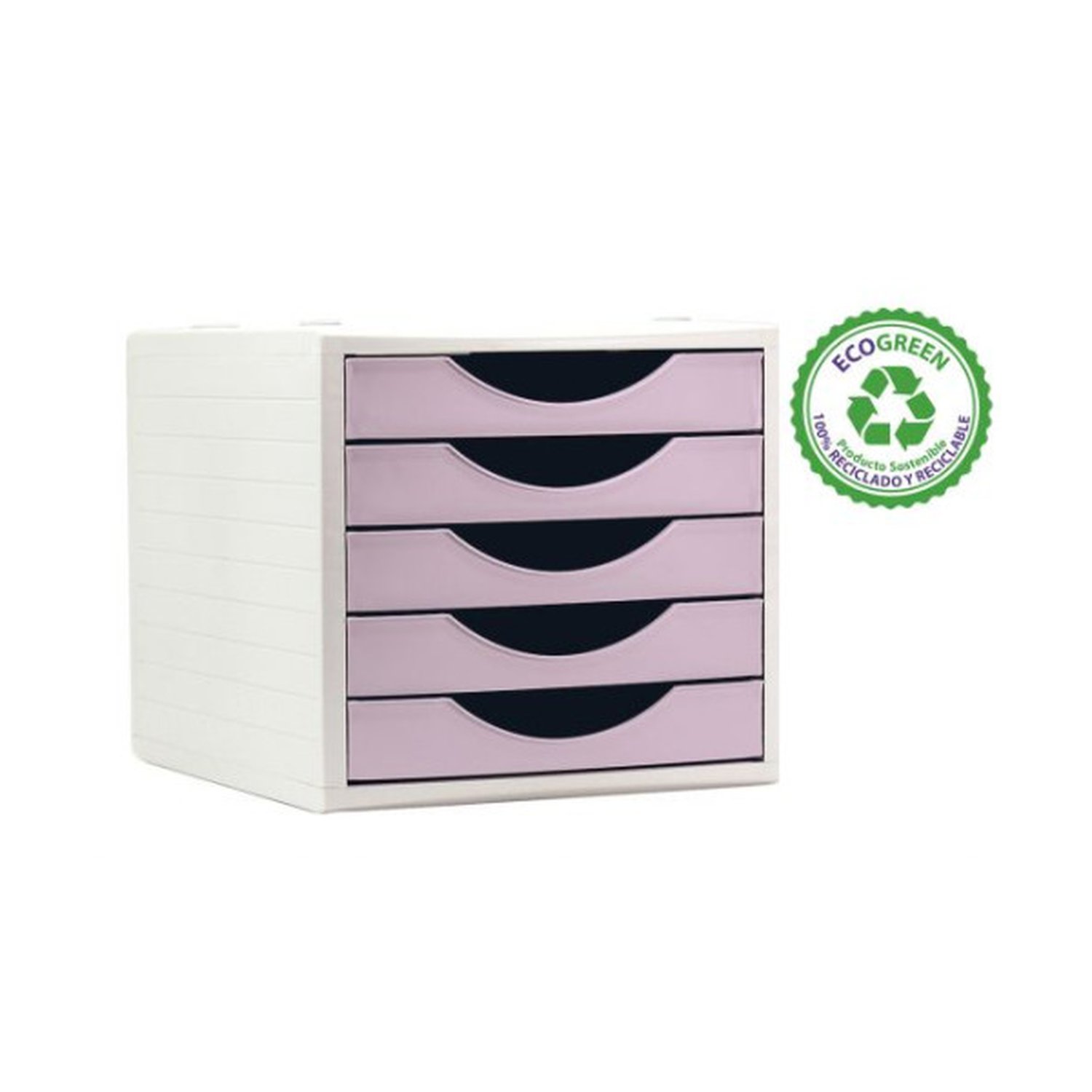MÓDULO ECOGREEN 100% RECICLADO Y RECICLABLE 5 CAJONES ROSA PASTEL 340X270X260 MM ARCHIVO 2000 4005 RS PS