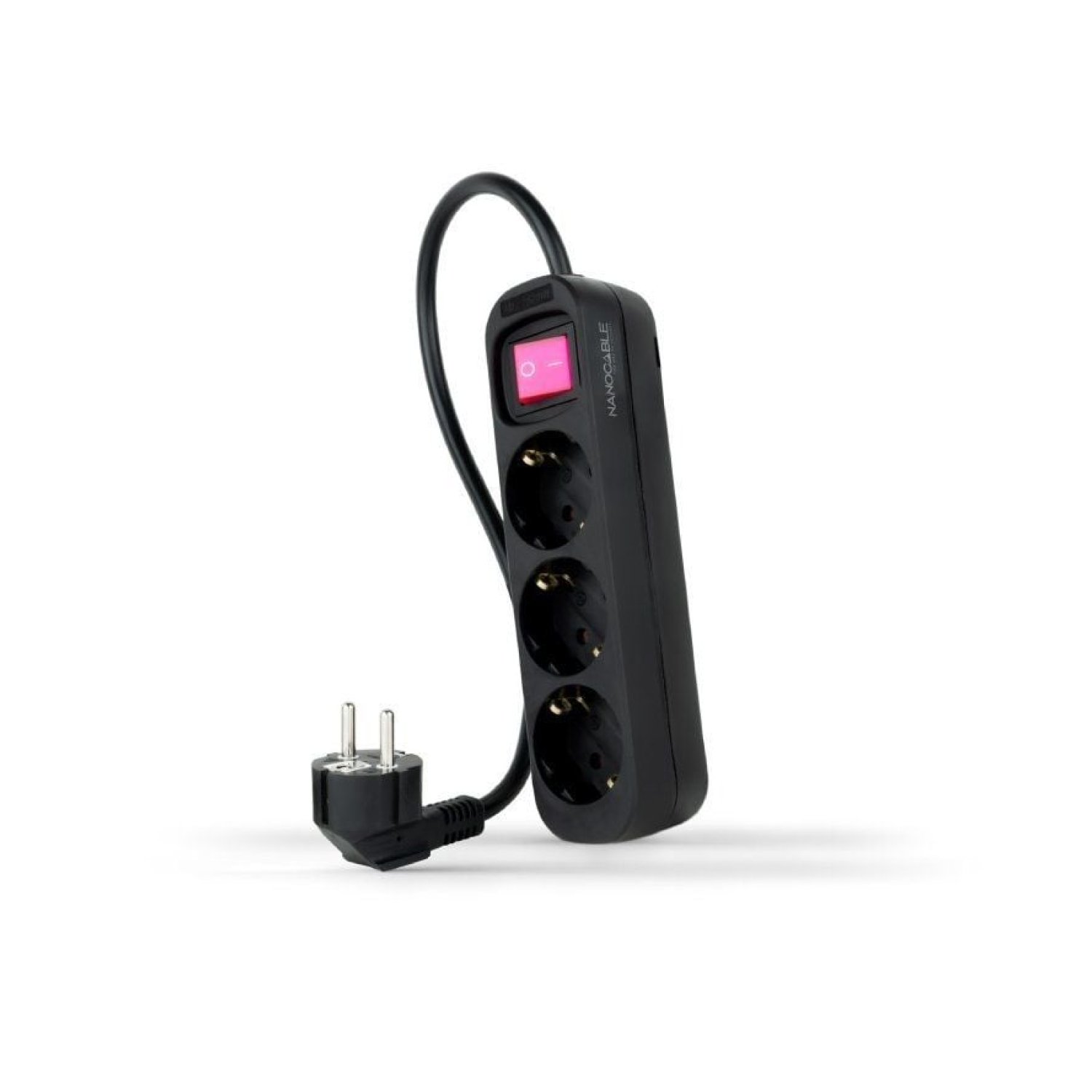 Nanocable · Regleta 3 Tomas · Cable 1,4m · Negra