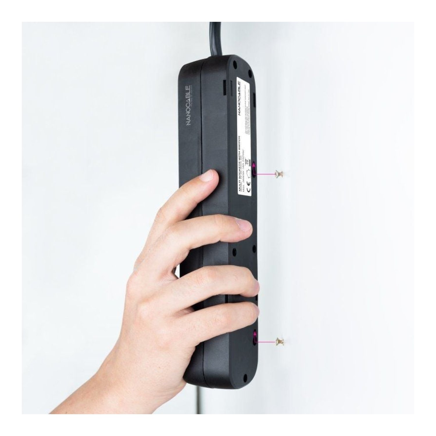 Nanocable · Regleta 3 Tomas · Cable 1,4m · Negra