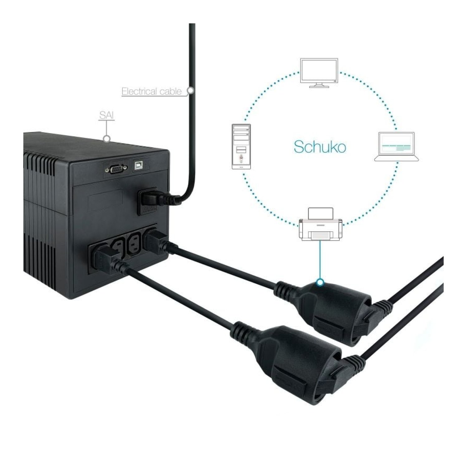 Nanocable · Adaptador Alimentación · C14 a CEE7 · 25cm · Negro