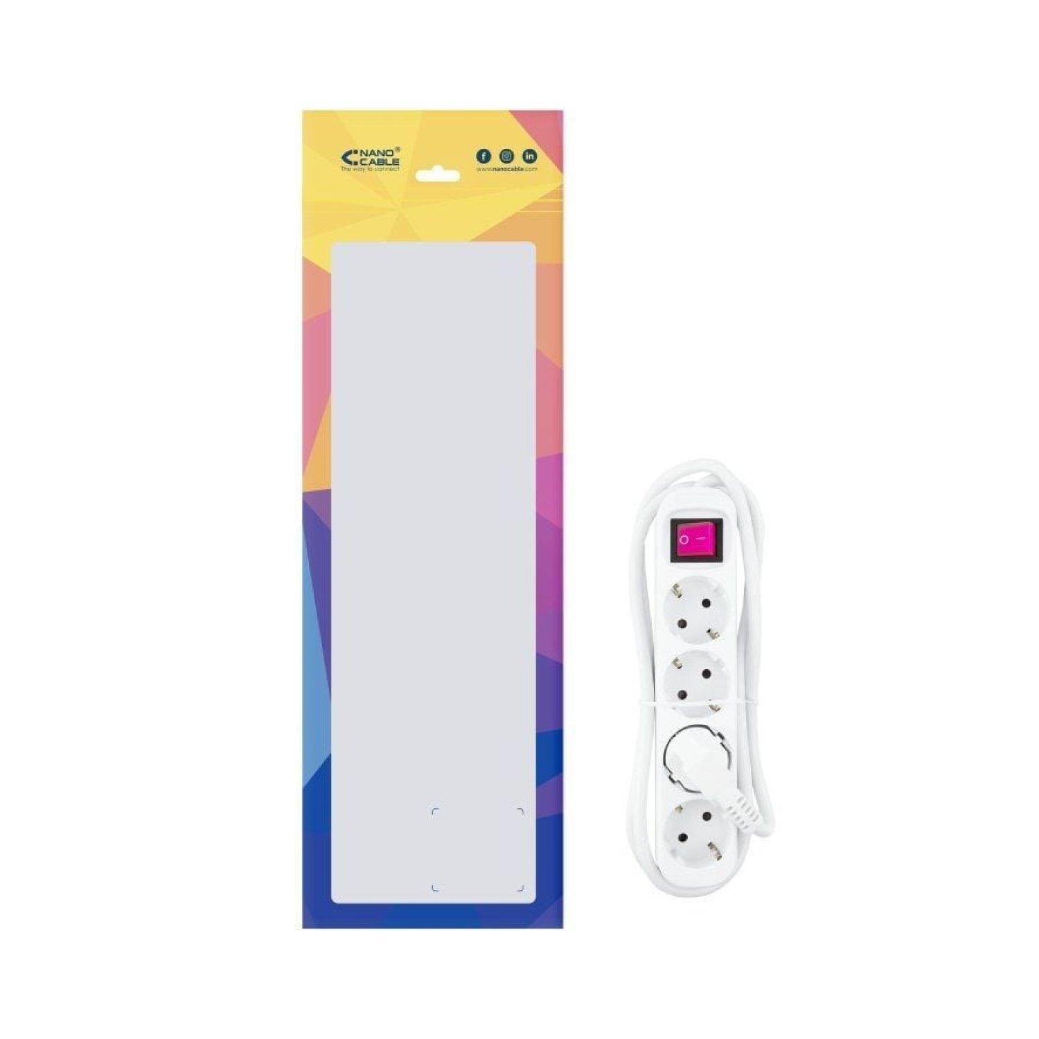 Nanocable · Regleta 4 Tomas · Cable 1,4m · Blanca