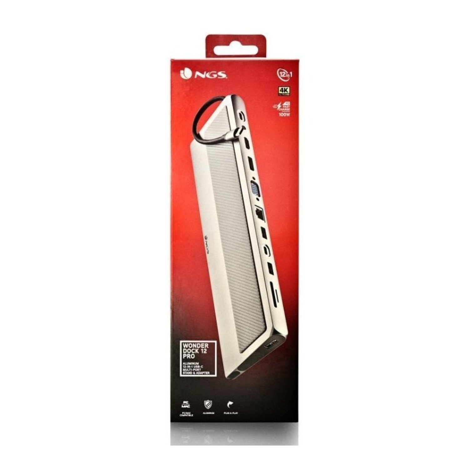 NGS WonderDock 12 Pro · Docking USB-C · 3xUSB · 2xHDMI 4K · RJ45 · Lector Tarjetas · Gris