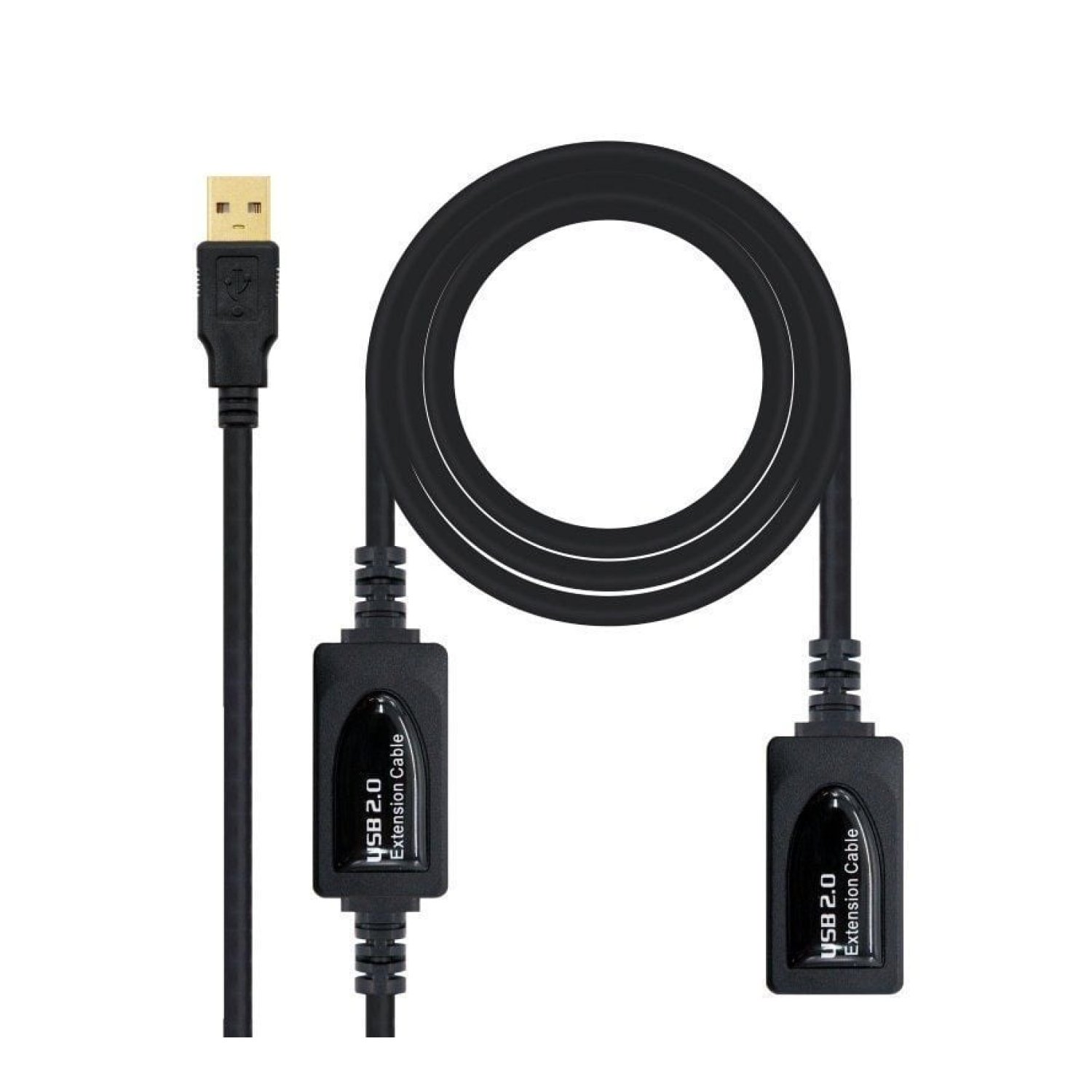 Nanocable Cable Alargador USB 2.0 · 10m · USB Macho-Hembra · Negro