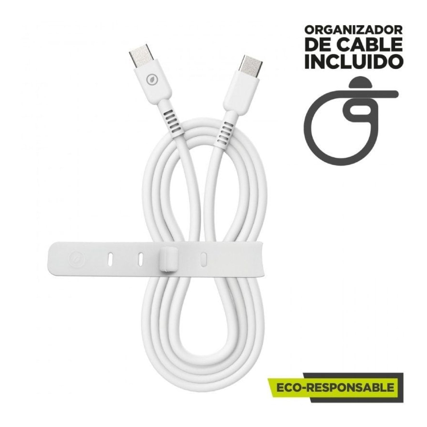 Muvit For Change · Cable USB Tipo-C · 1,2m · 60W · 480Mbps · Blanco